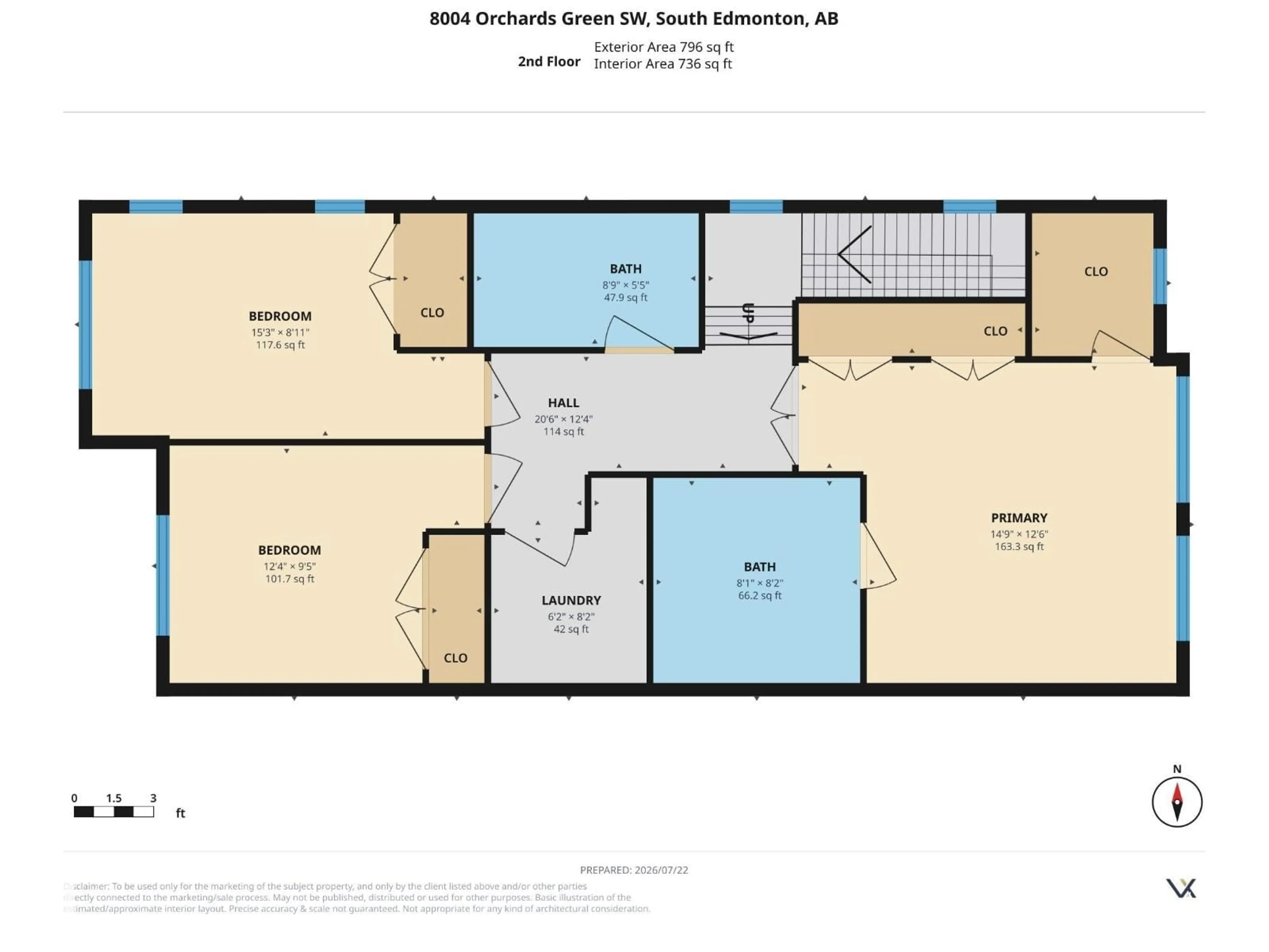 Floor plan for SW - 8004 ORCHARDS GREEN GR, Edmonton Alberta T6X2L5