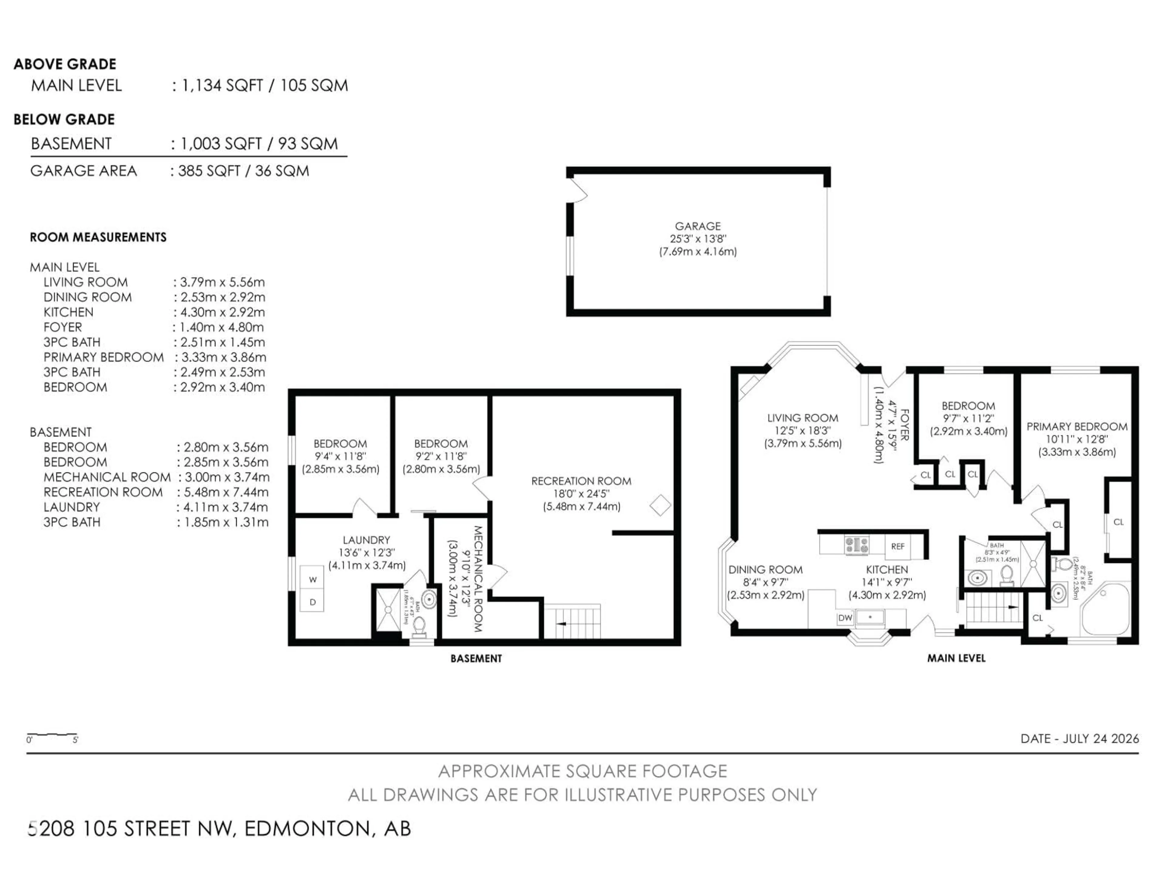 Floor plan for 5208 105 ST, Edmonton Alberta T6H2M8