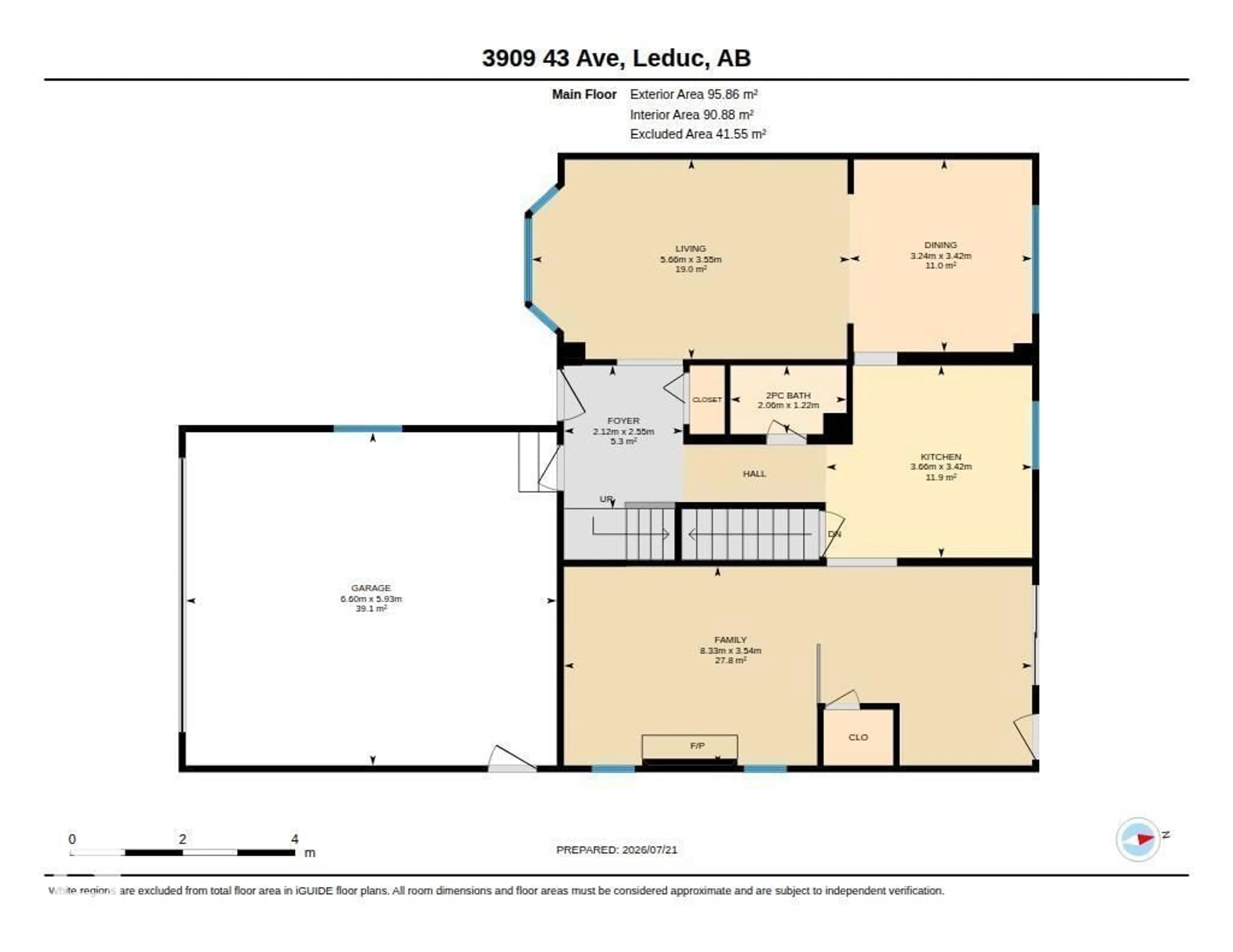 Floor plan for 3909 43 AV, Leduc Alberta T9E4V6