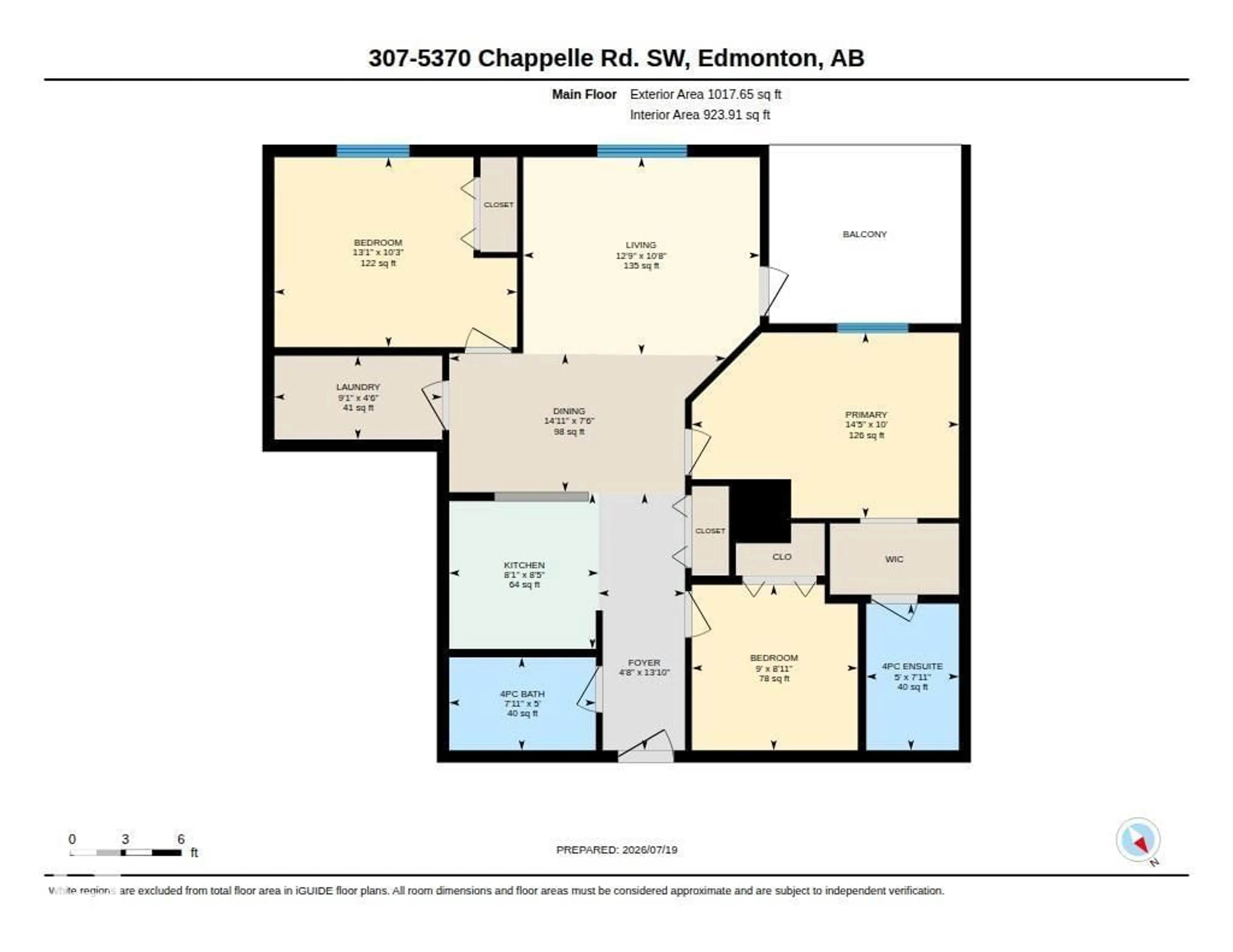 Floor plan for #307 - 5370 CHAPPELLE RD, Edmonton Alberta T6W3L5