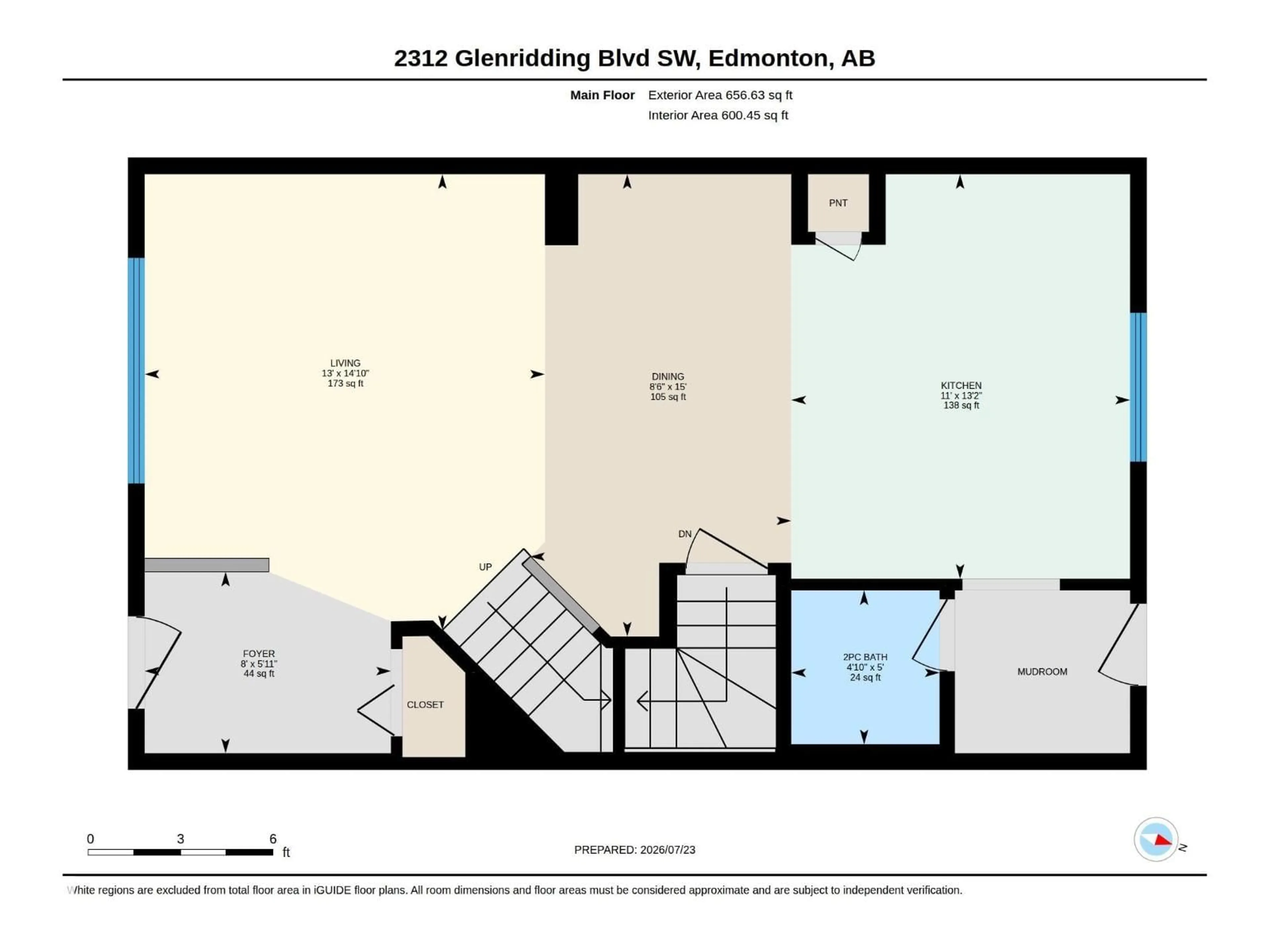 Floor plan for SW - 2312 GLENRIDDING BV, Edmonton Alberta T6W2L1