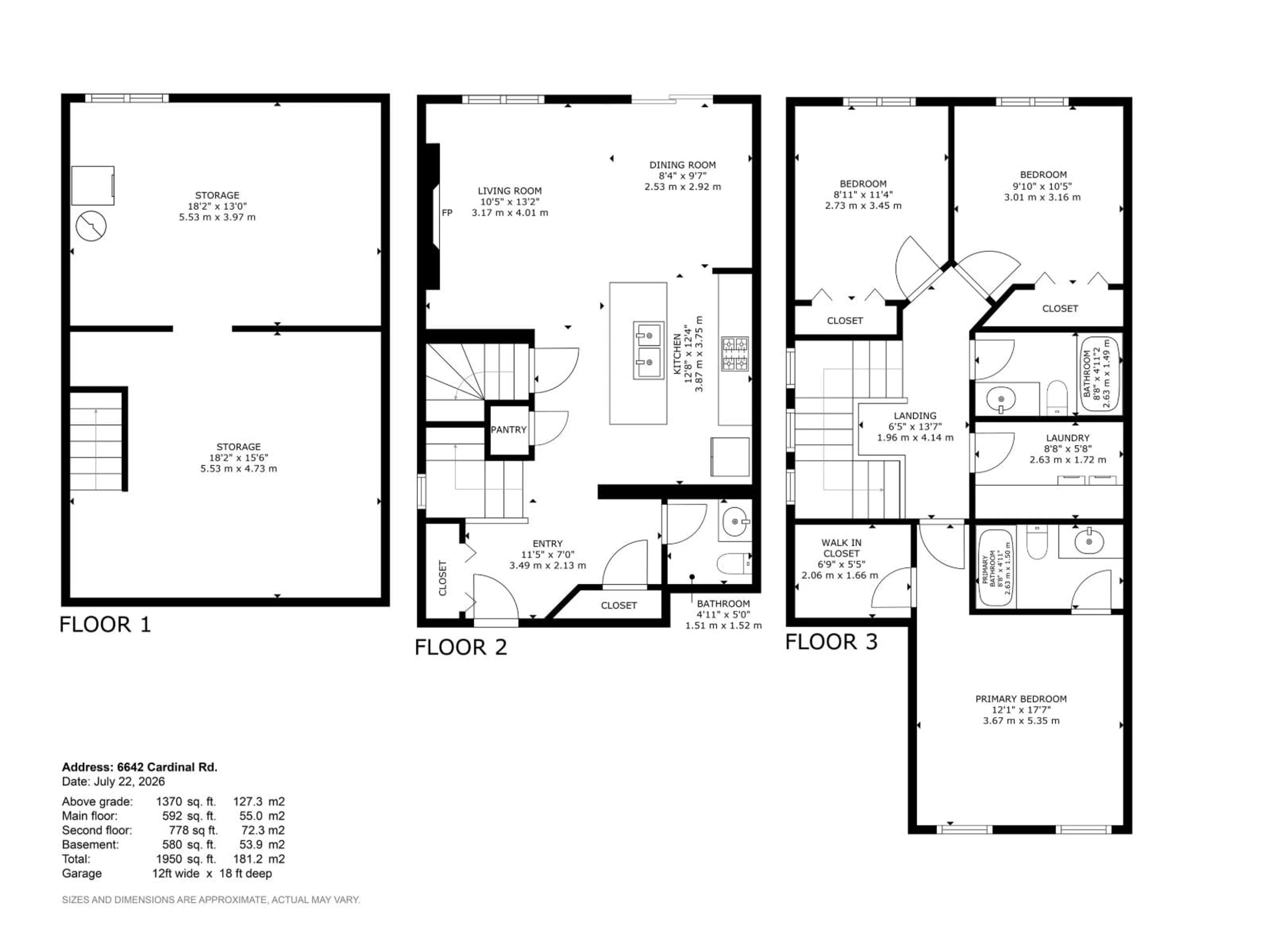 Floor plan for 6642 CARDINAL RD, Edmonton Alberta T6W1Y8