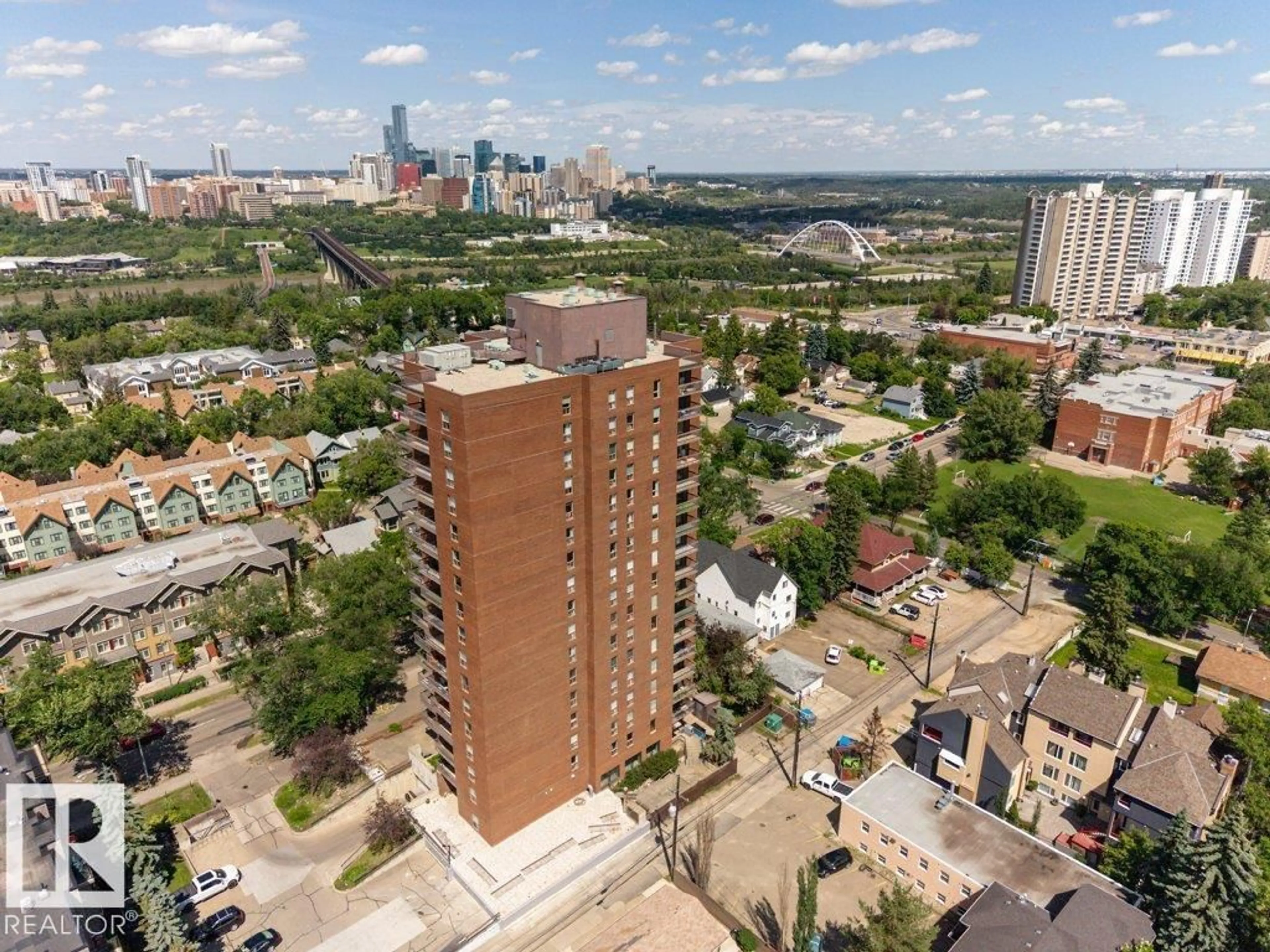 A pic from outside/outdoor area/front of a property/back of a property/a pic from drone, city buildings view from balcony for #804 - 11027 87 AV NW, Edmonton Alberta T6G2P9