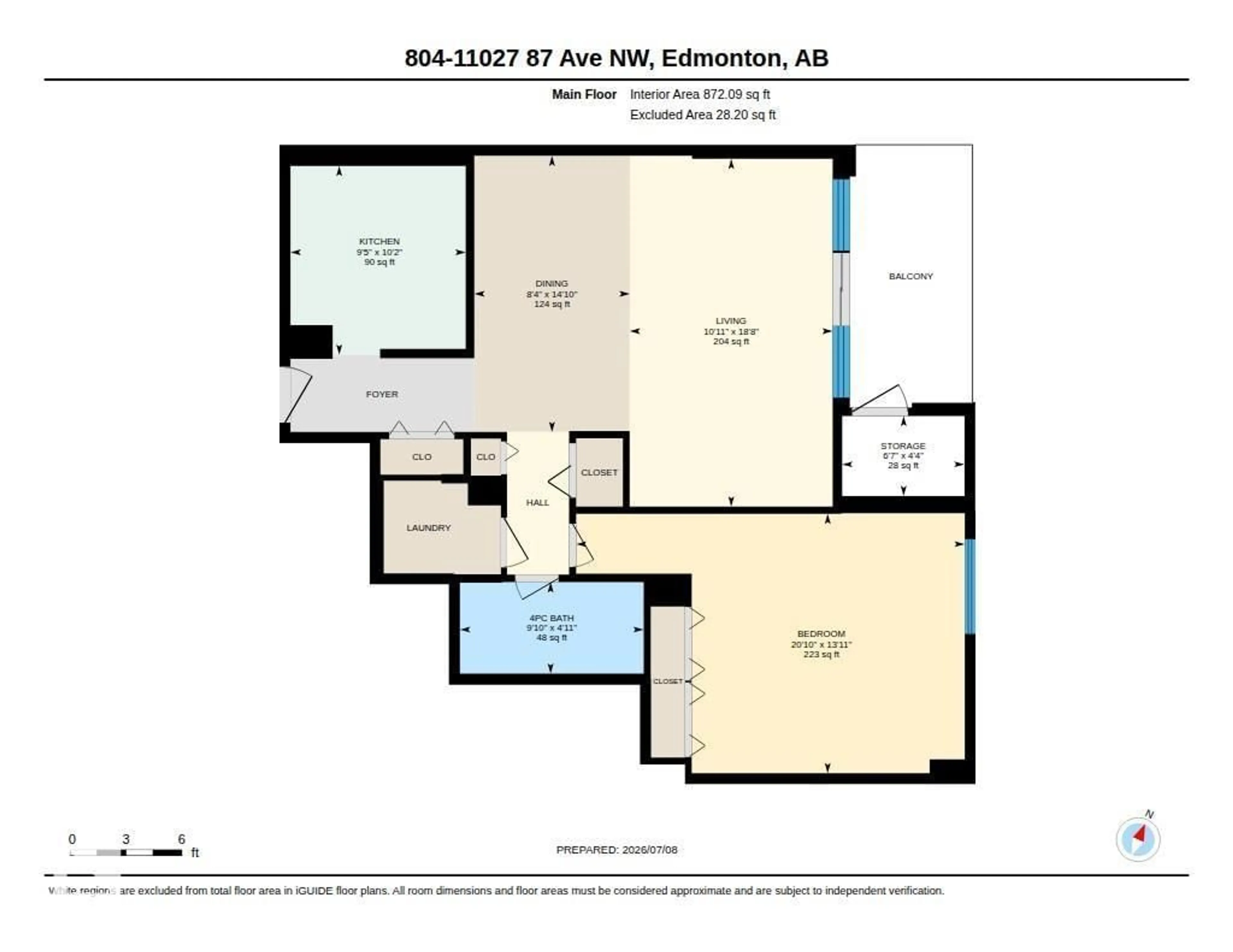 Floor plan for #804 - 11027 87 AV NW, Edmonton Alberta T6G2P9