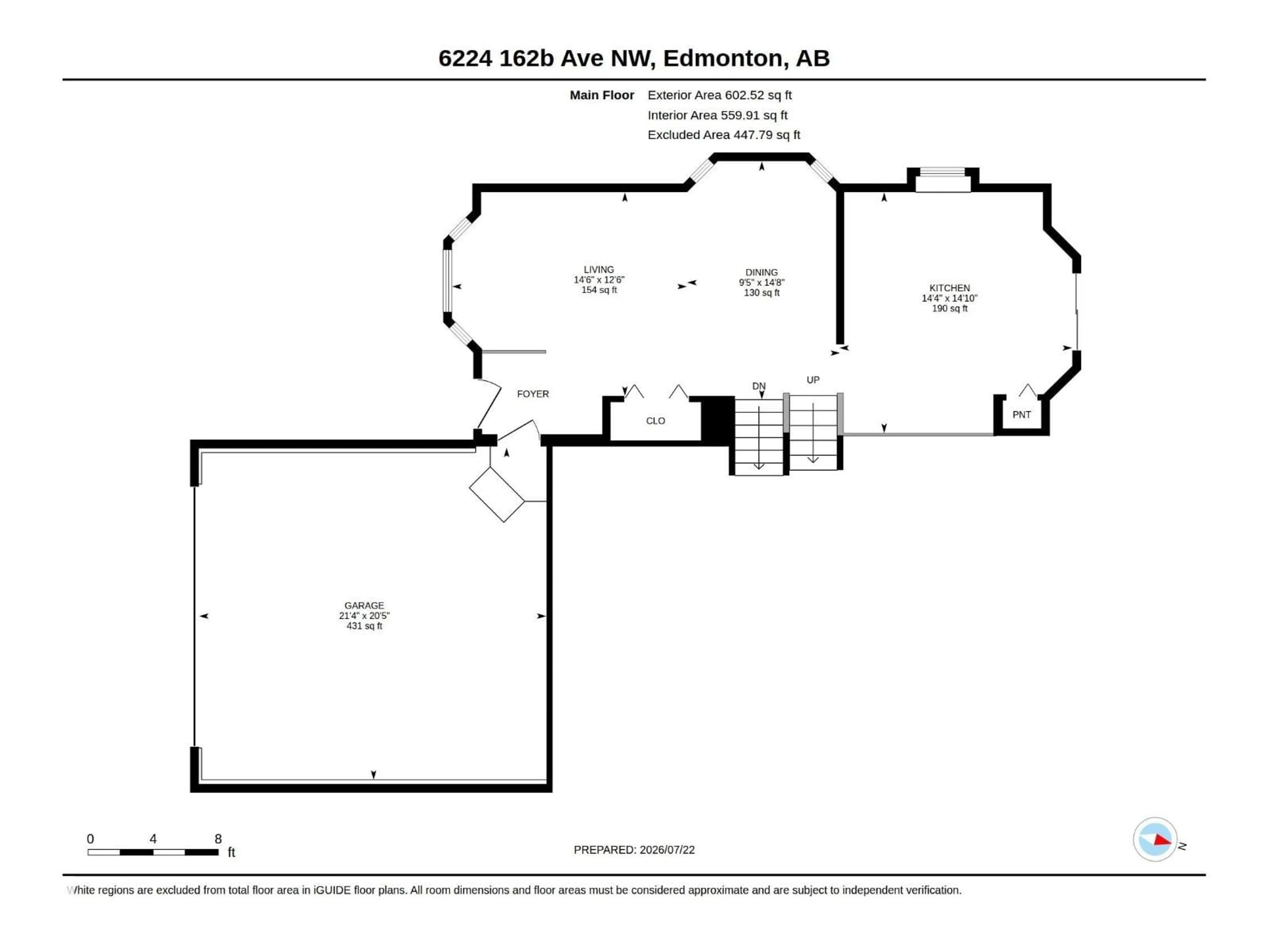 Floor plan for NW - 6224 162B AV, Edmonton Alberta T5Y2S1
