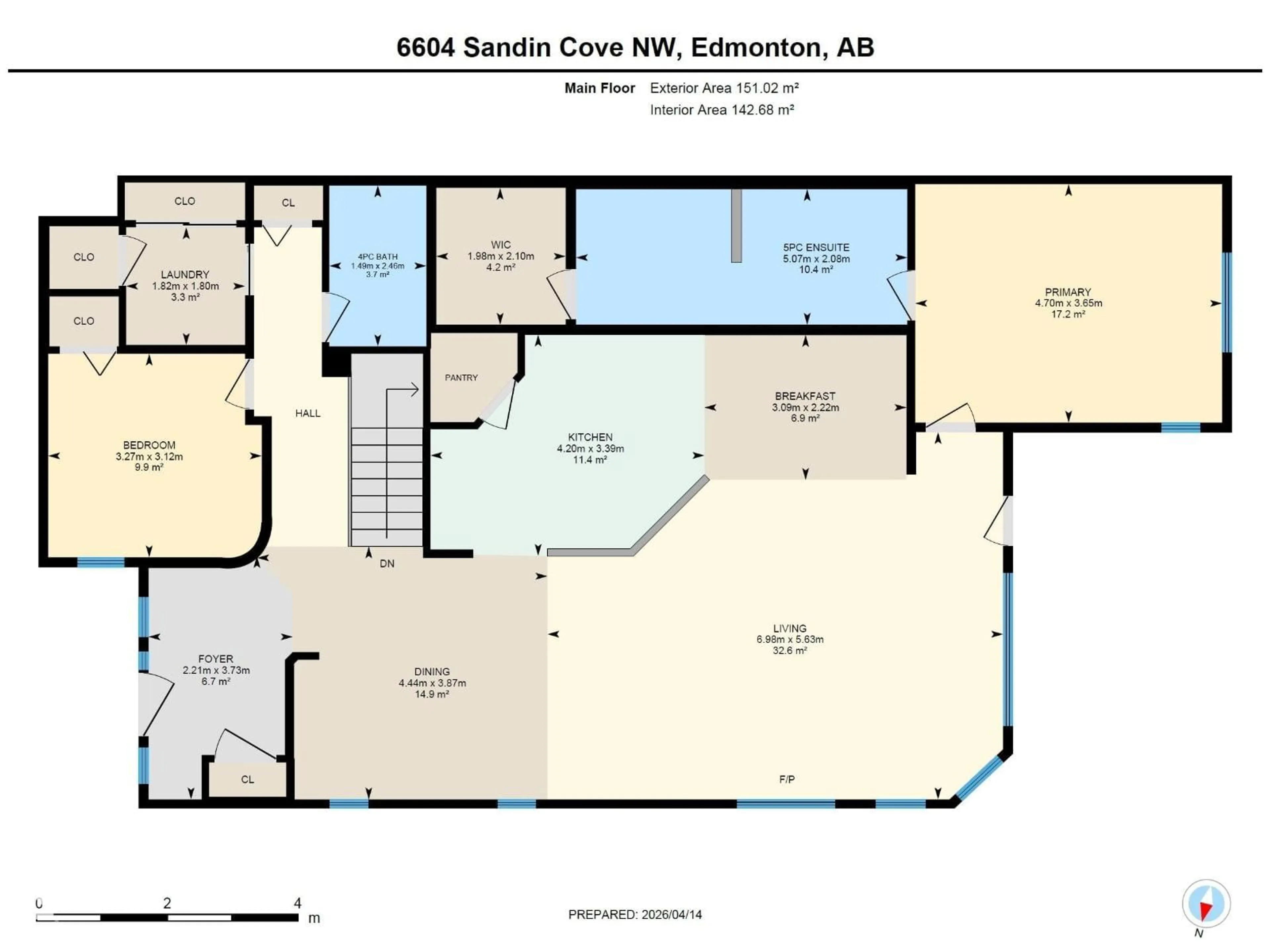 Floor plan for 6604 SANDIN CV, Edmonton Alberta T6R0G2