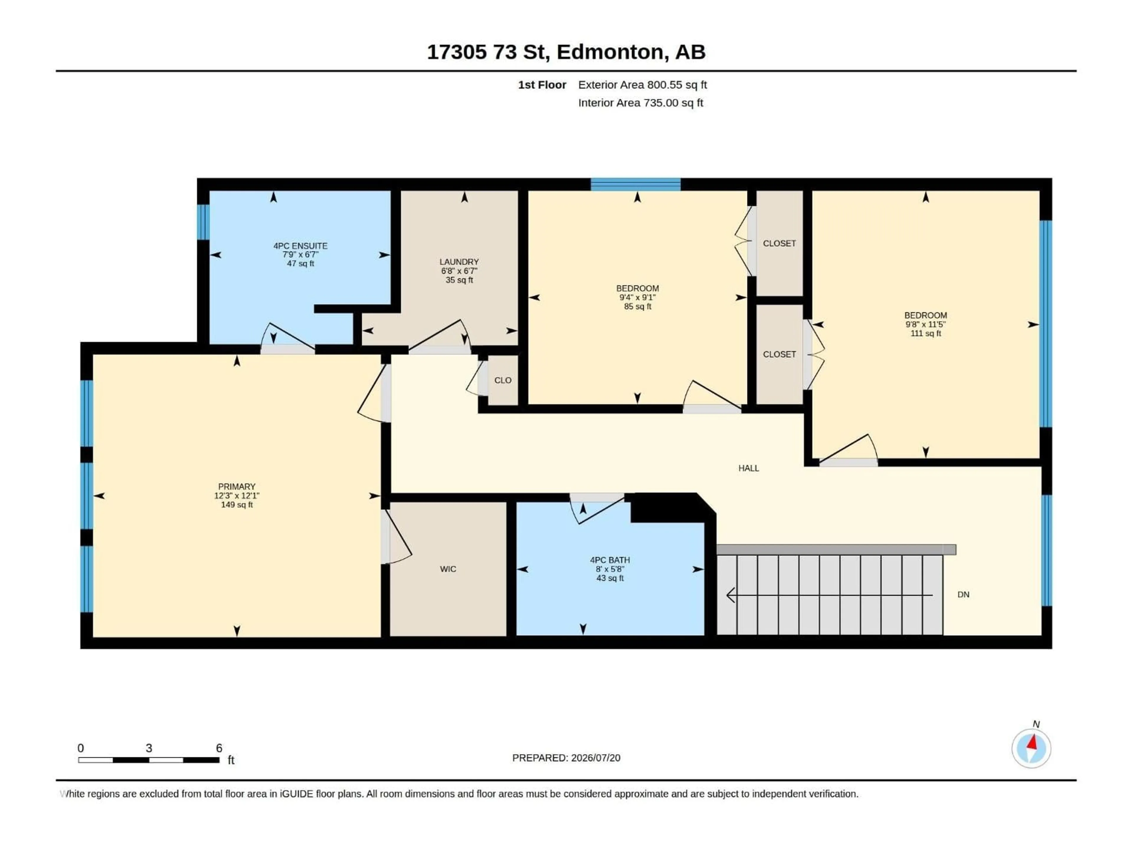 Floor plan for 17305 73 ST, Edmonton Alberta T5Z0L3