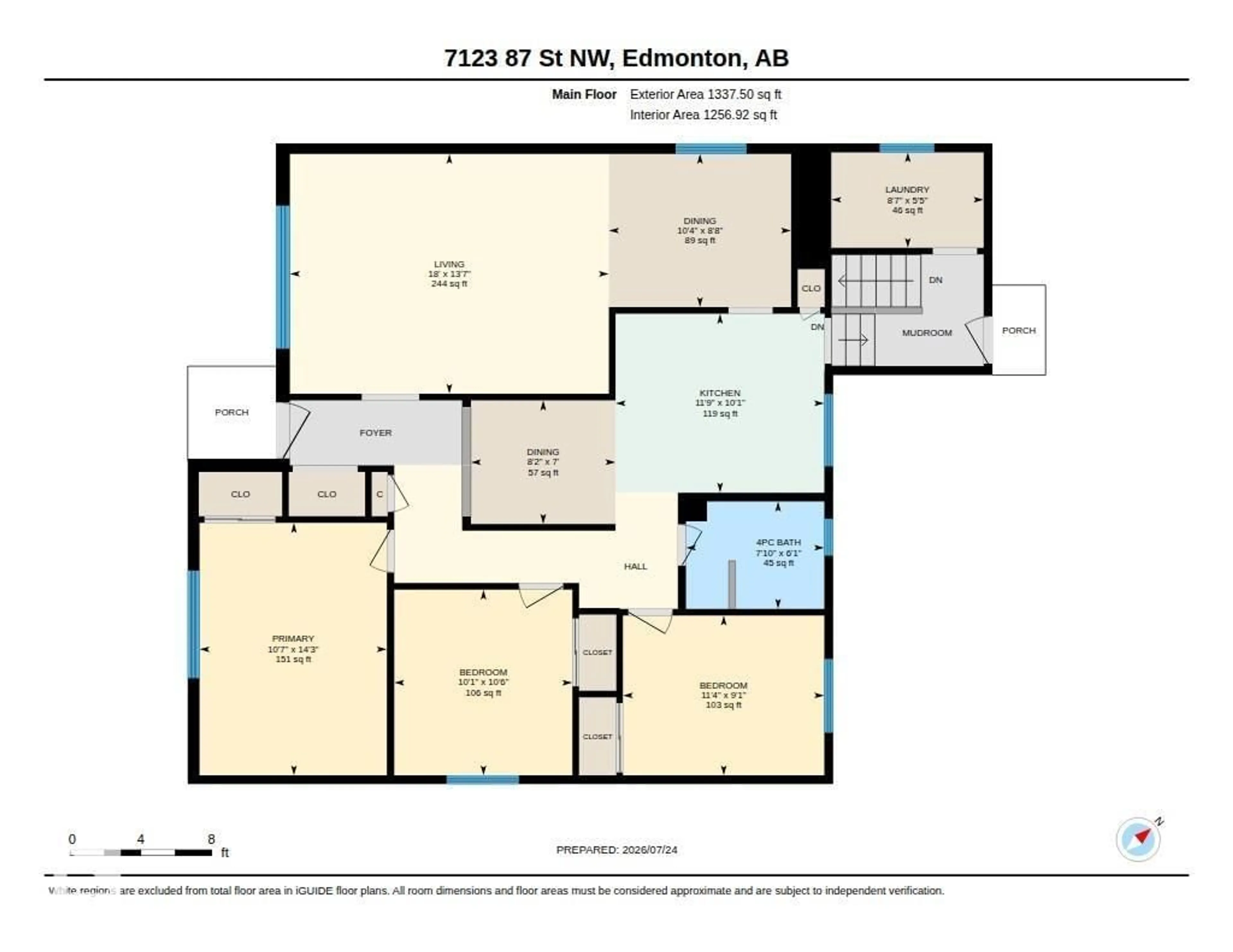 Floor plan for NW - 7123 87 ST, Edmonton Alberta T6C3G1