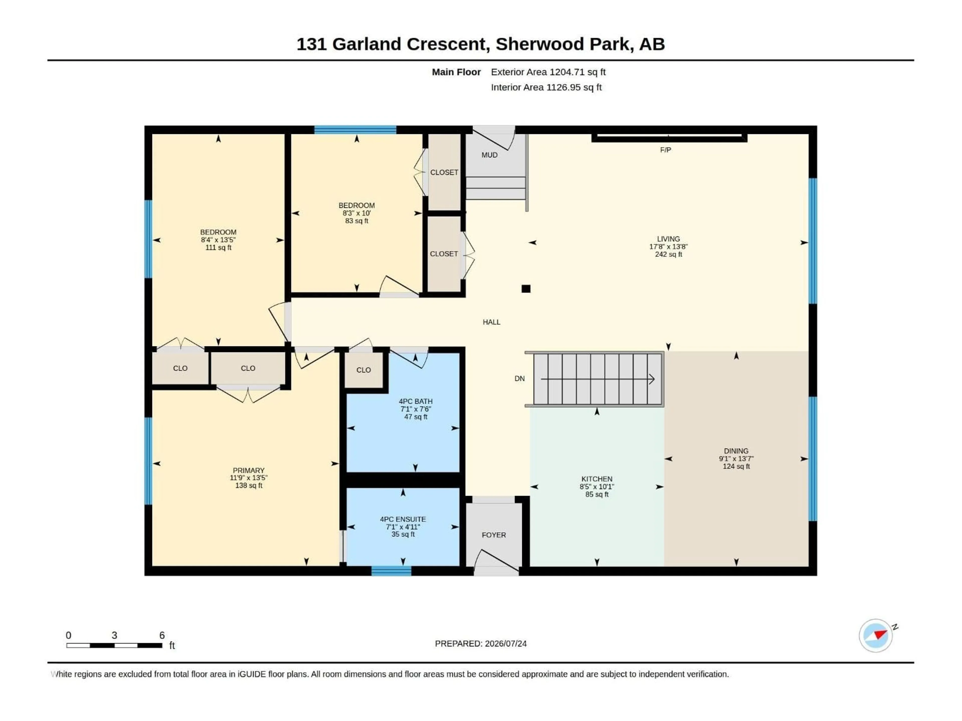 Floor plan for 131 GARLAND CR, Sherwood Park Alberta T8A2R1