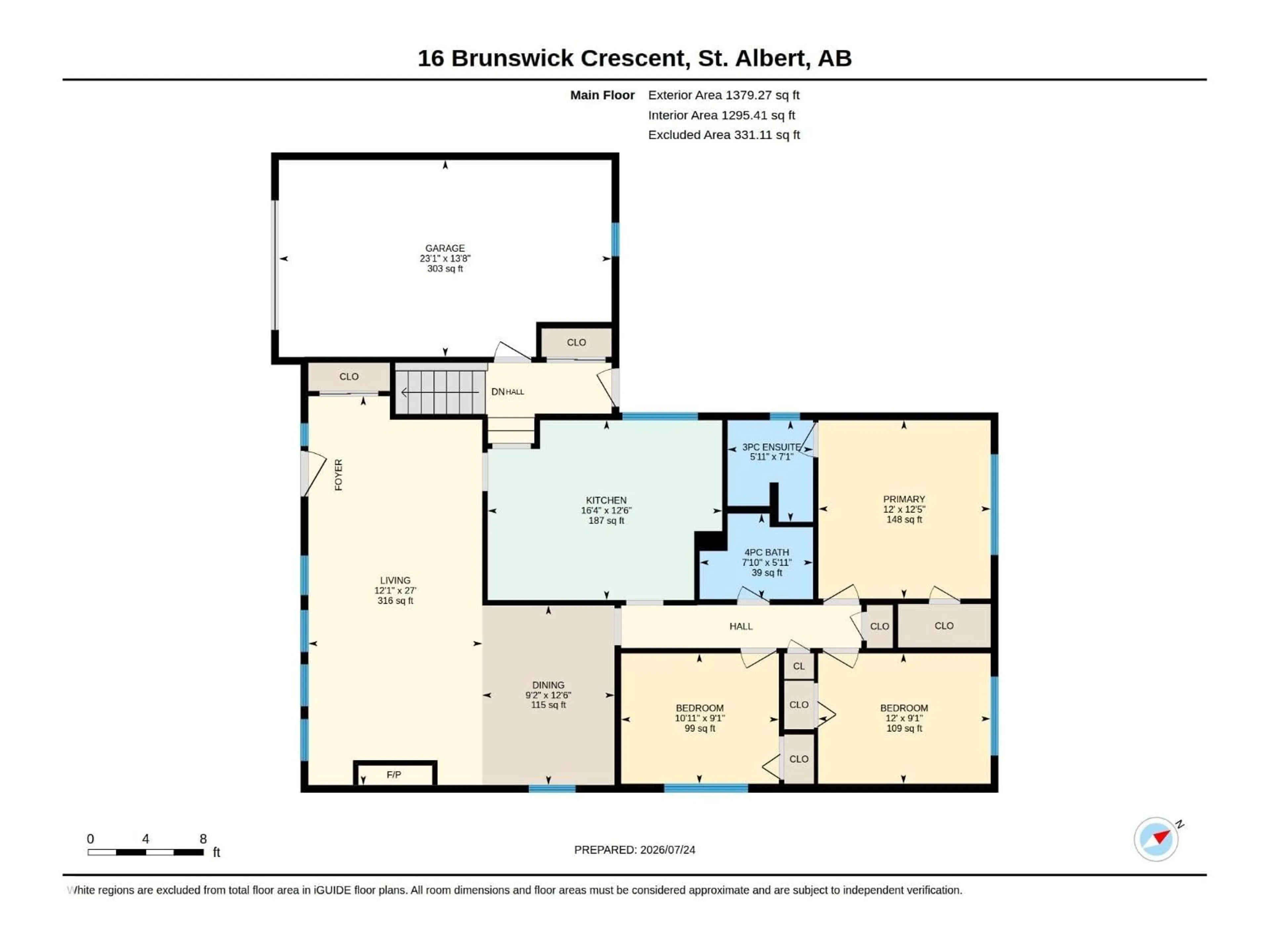 Floor plan for 16 BRUNSWICK CR, St. Albert Alberta T8N2K6