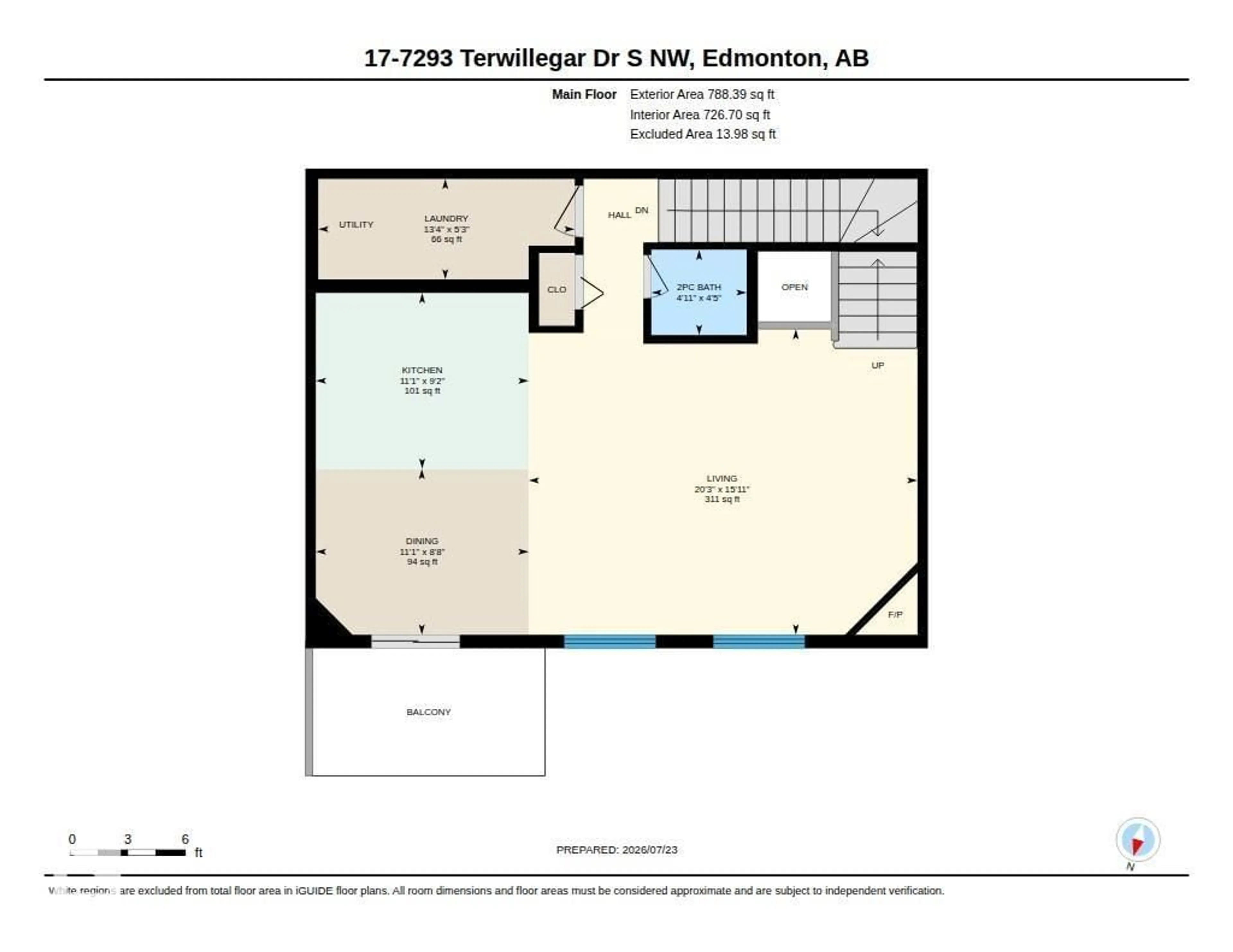 Floor plan for 7293 - 17 TERWILLEGAR DR, Edmonton Alberta T6R0N5