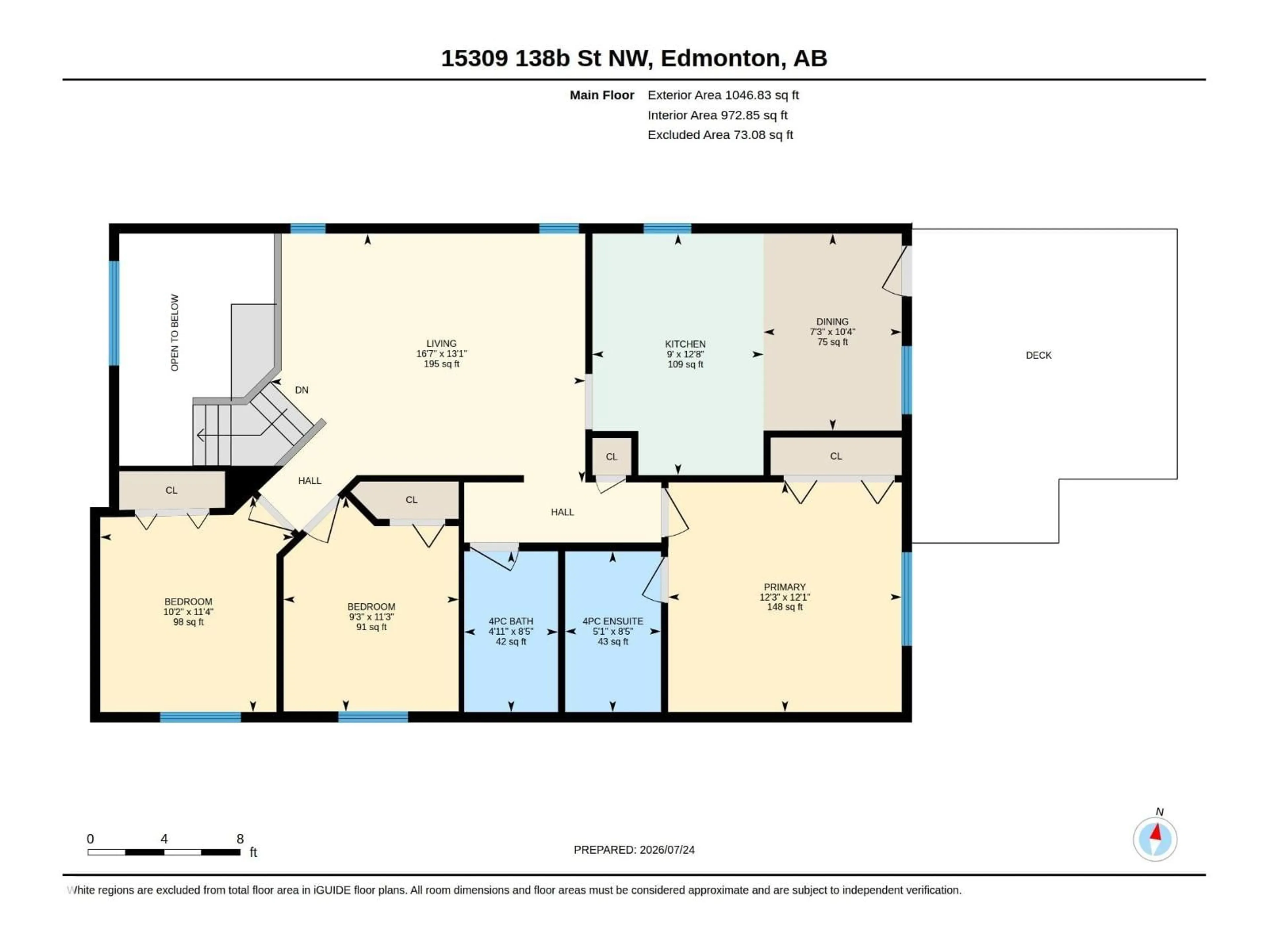 Floor plan for NW - 15309 138B ST, Edmonton Alberta T6V1P8