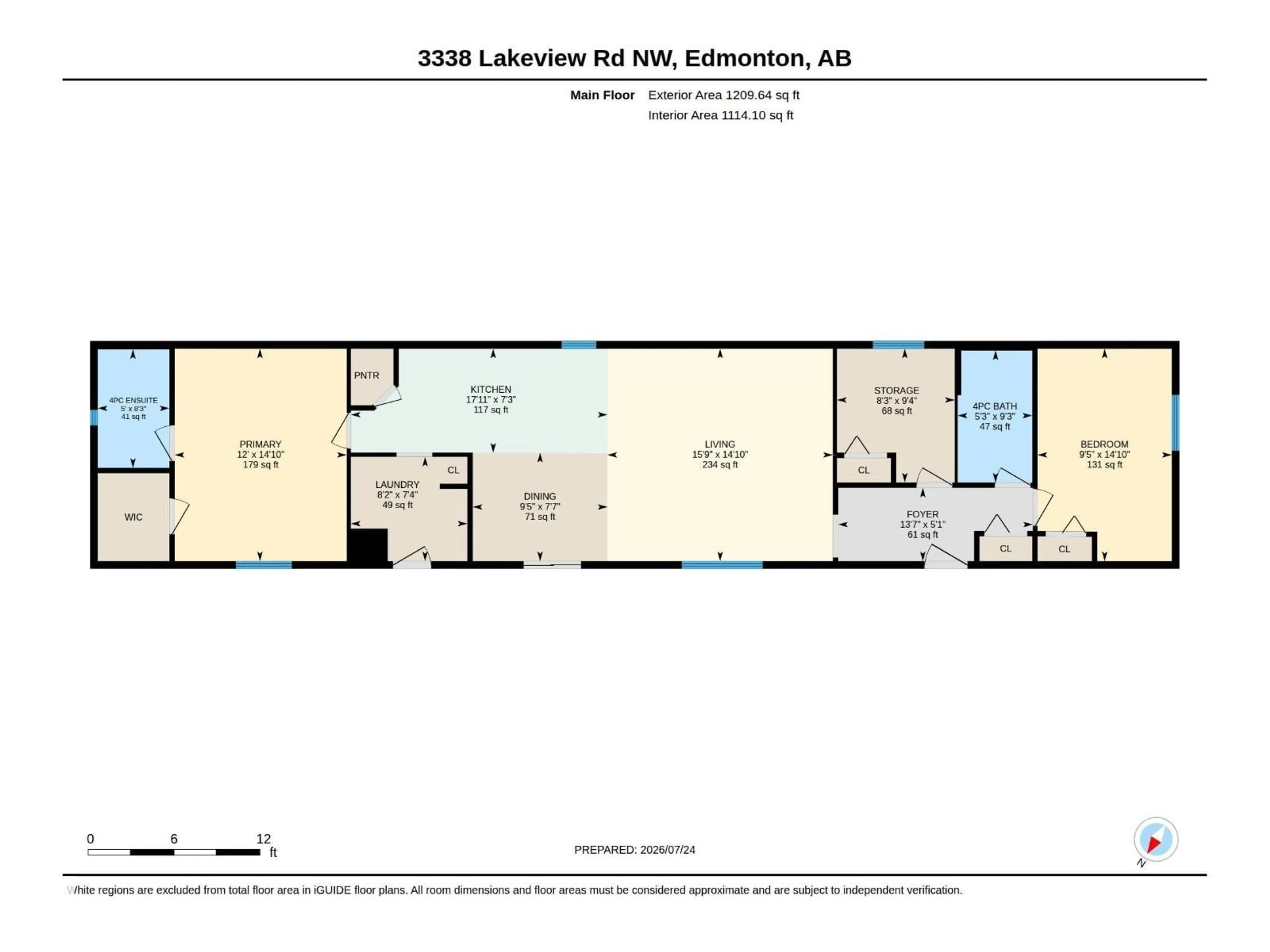 Floor plan for 3338 LAKEVIEW RD, Edmonton Alberta T5S2R8