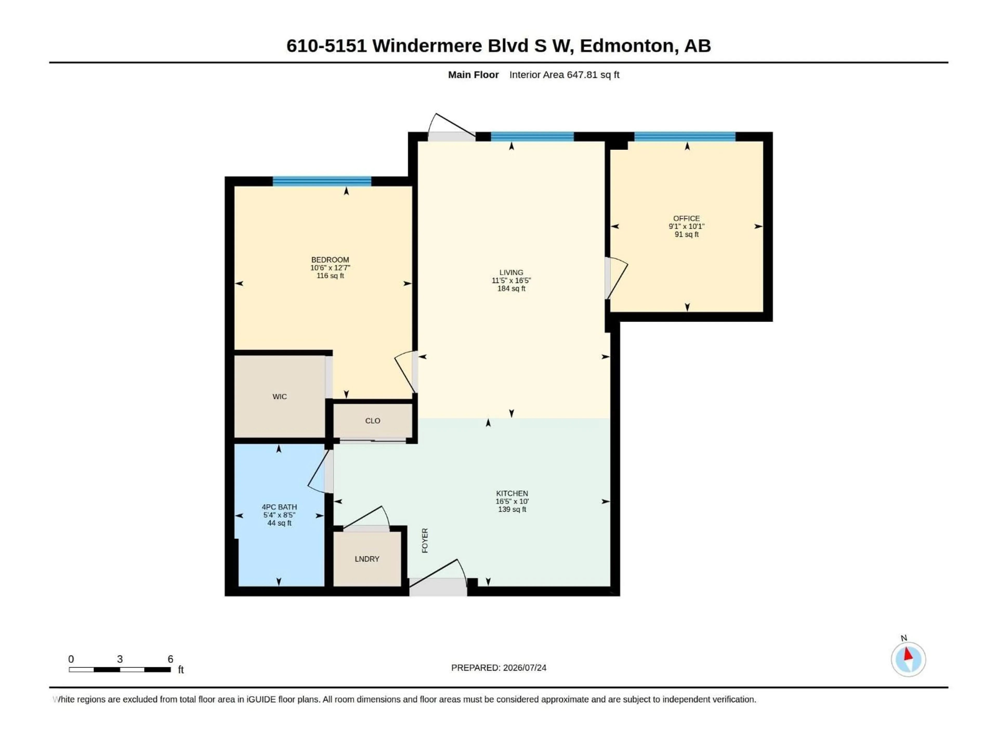 Floor plan for 610 - 5151 WINDERMERE BV, Edmonton Alberta T6W2K4