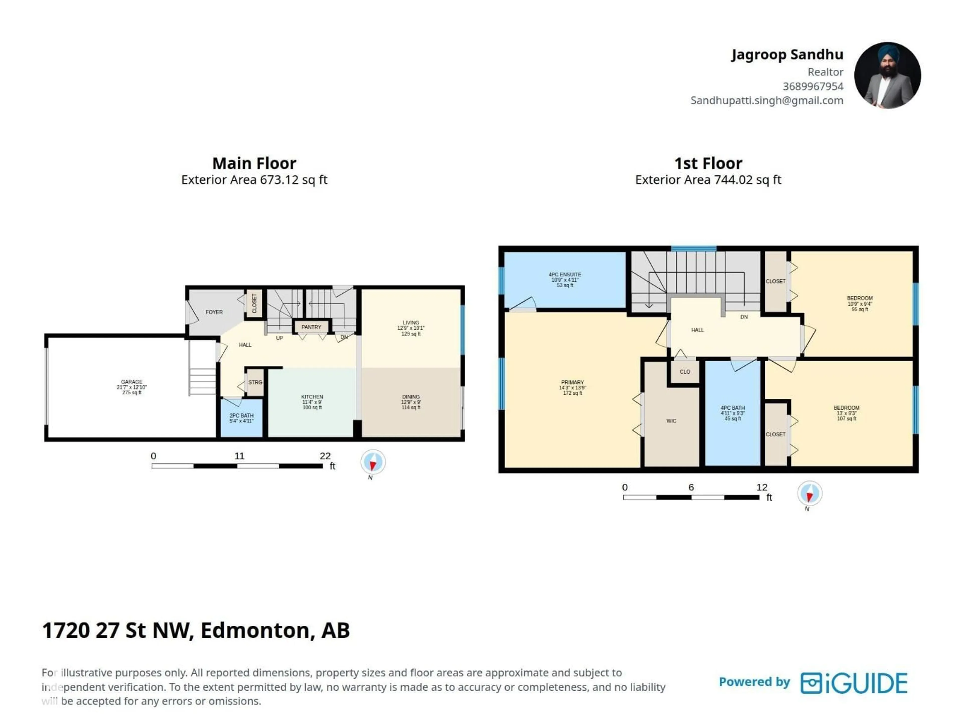 Floor plan for 1720 27 STREET, Edmonton Alberta T6T2G6