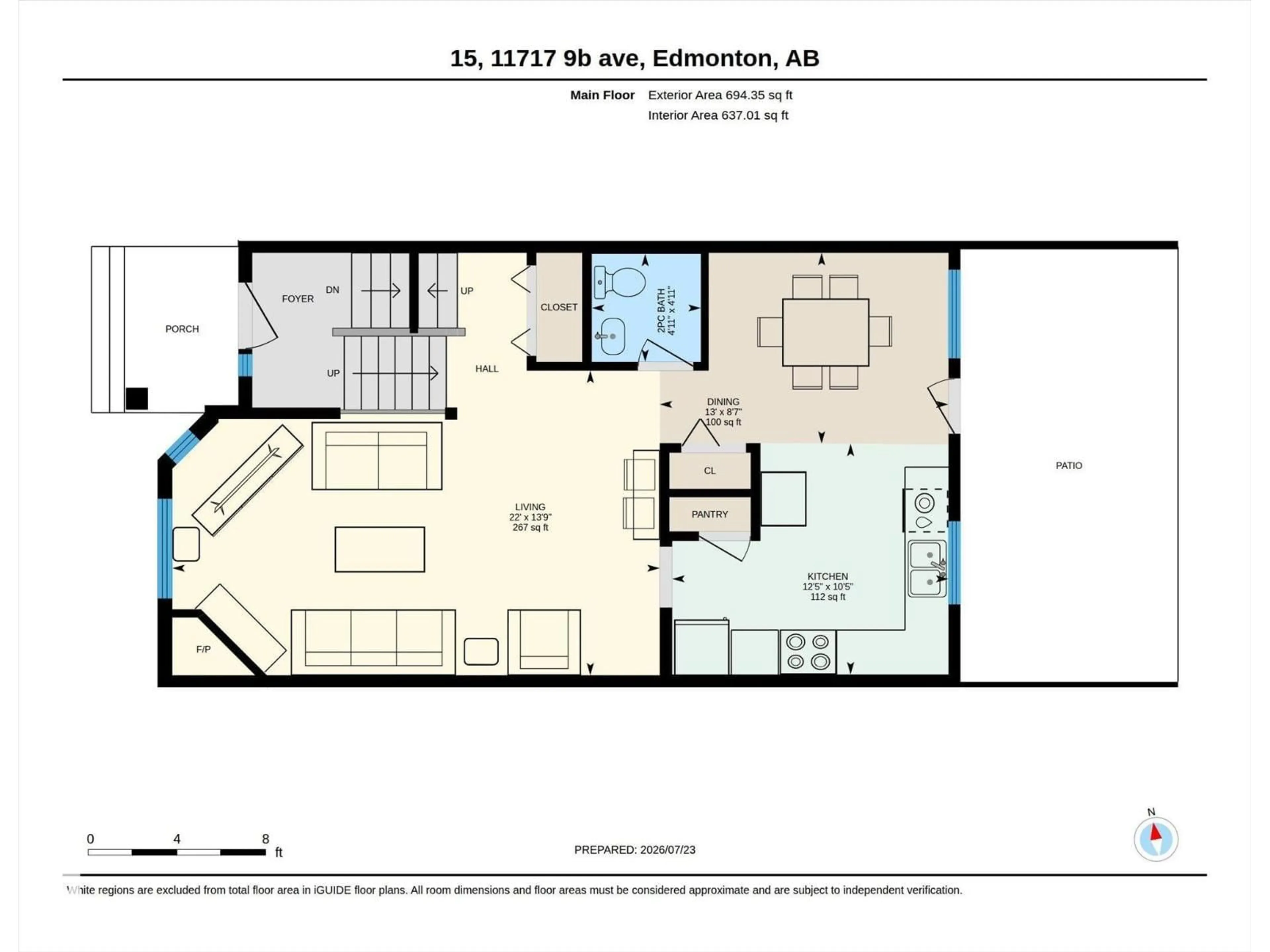 Floor plan for 15 - 11717 9B AV, Edmonton Alberta T6J7B7