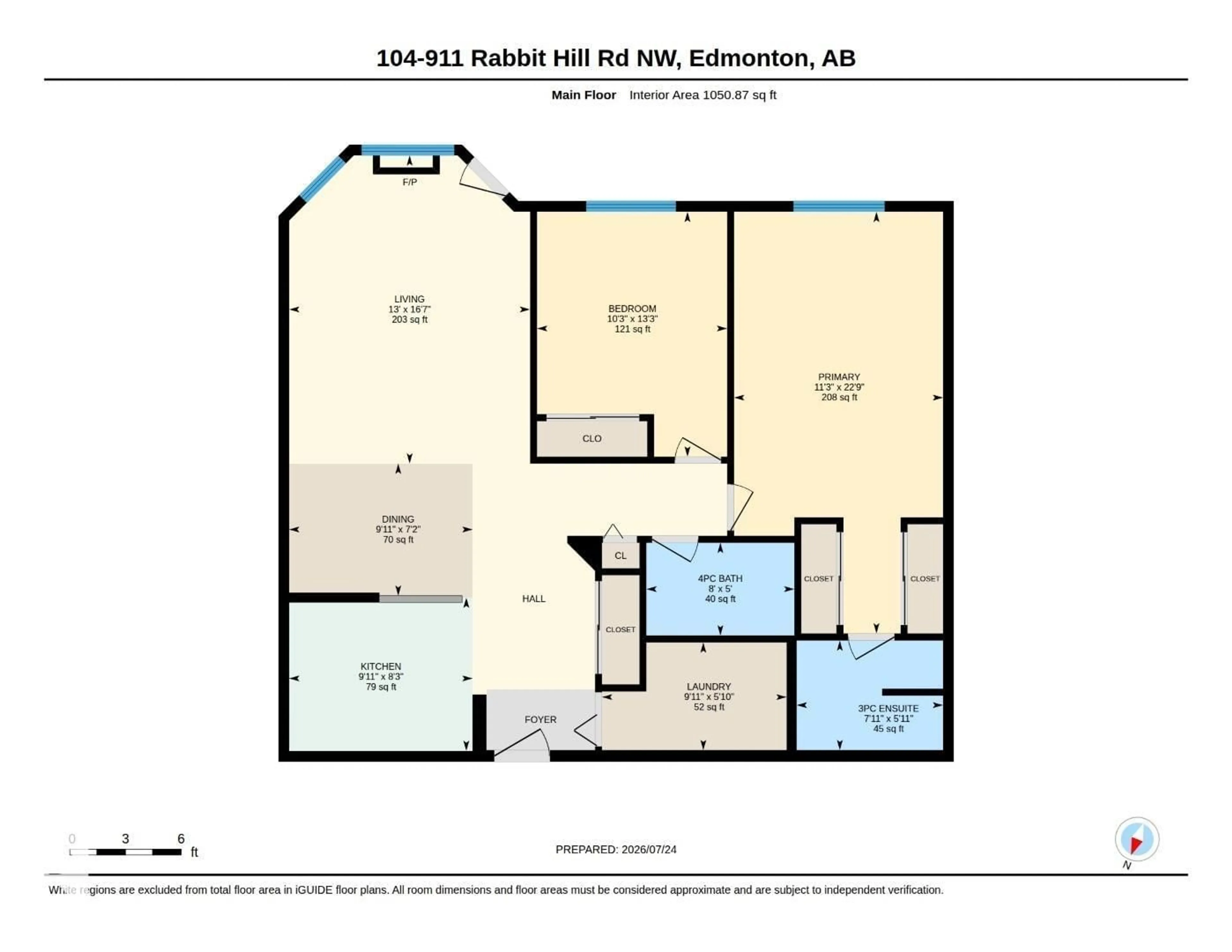 Floor plan for 104 - 911 RABBIT HILL RD, Edmonton Alberta T6R2S7