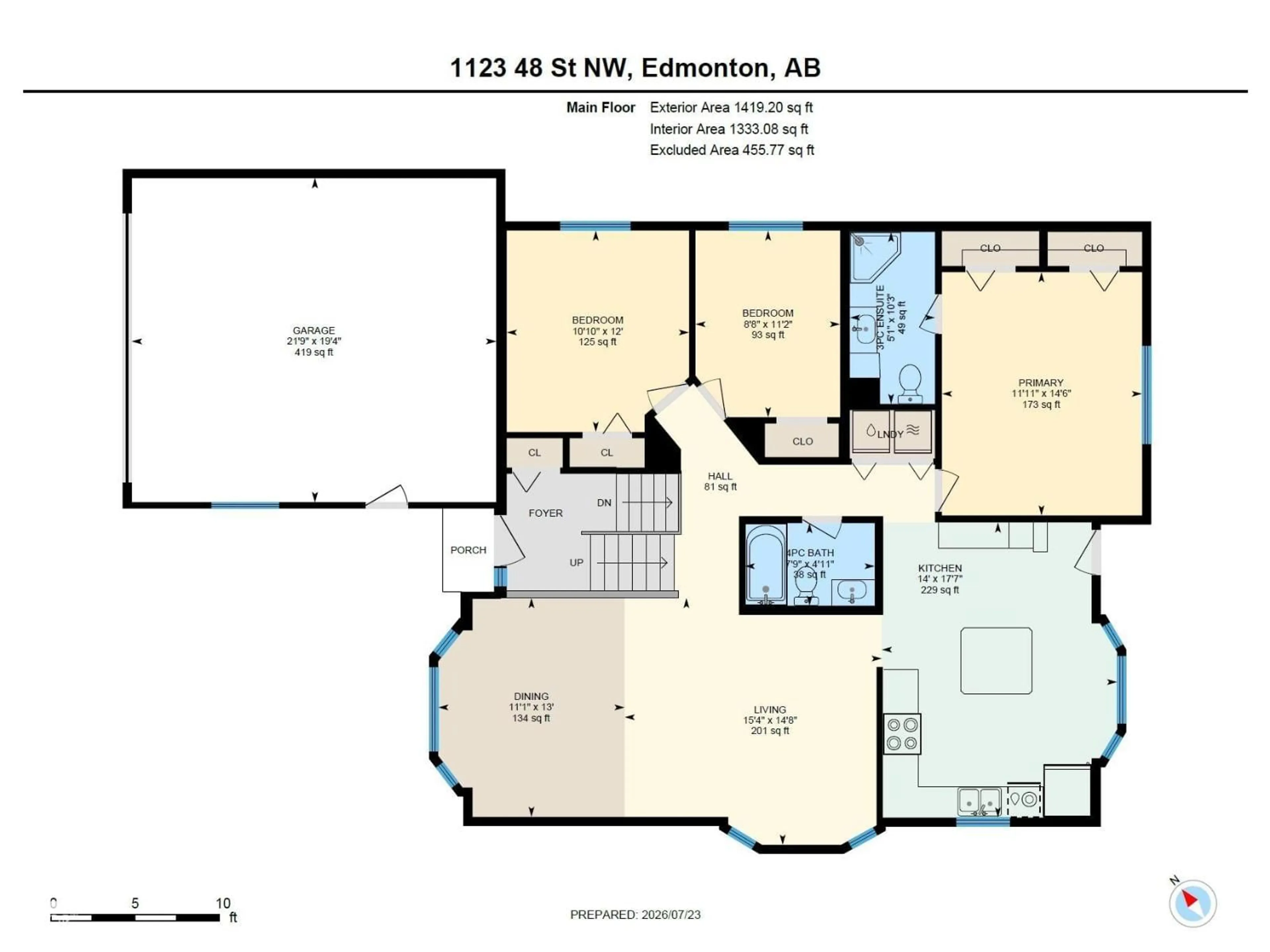 Floor plan for NW - 1123 48 ST, Edmonton Alberta T6L5V1