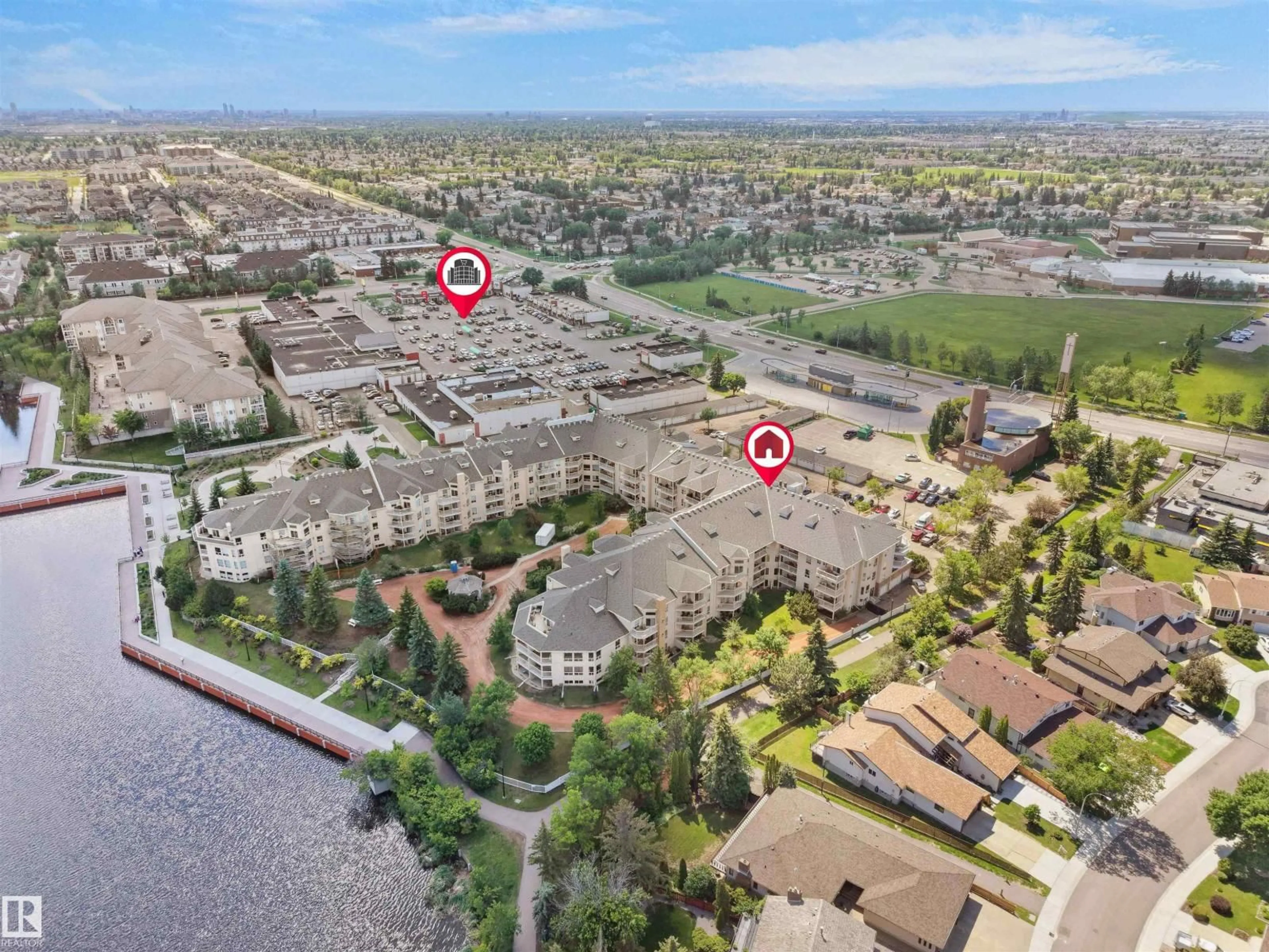A pic from outside/outdoor area/front of a property/back of a property/a pic from drone, water/lake/river/ocean view for 15499 - 228 CASTLE DOWNS RD, Edmonton Alberta T5X5Y3