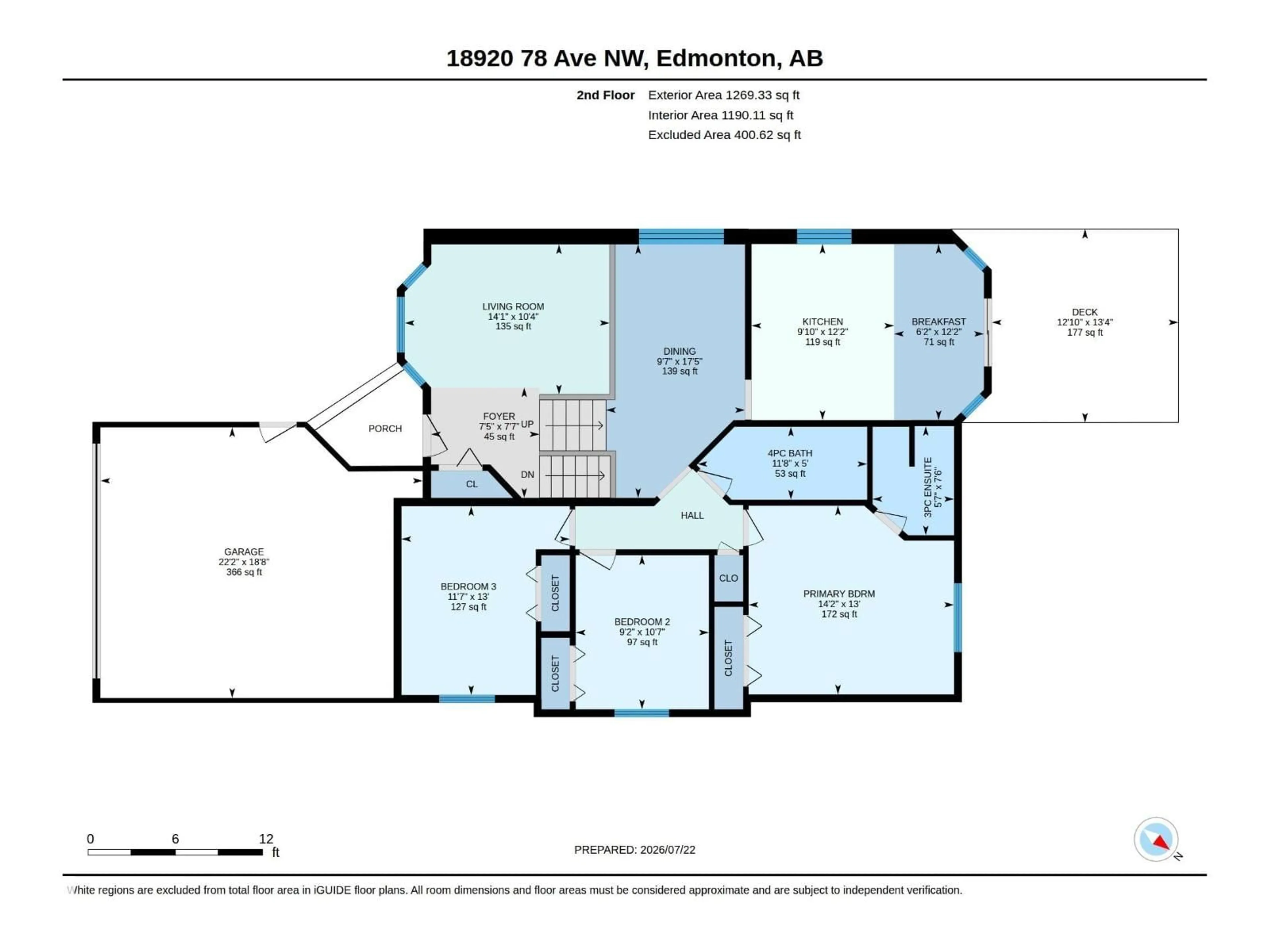 Floor plan for 18920 78 AV, Edmonton Alberta T5T5H8