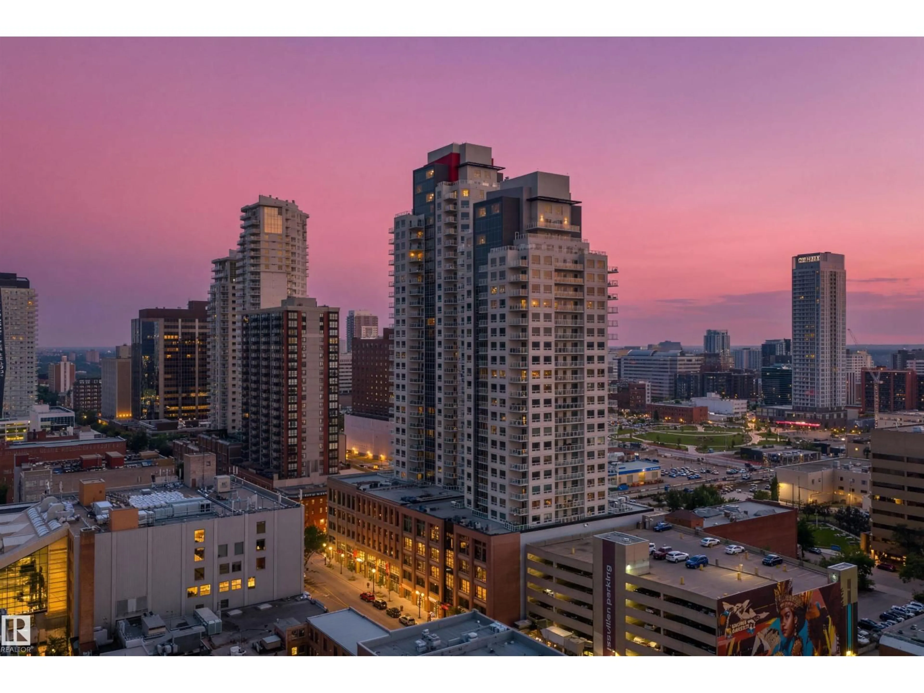 A pic from outside/outdoor area/front of a property/back of a property/a pic from drone, city buildings view from balcony for 10226 - 2205 104 ST, Edmonton Alberta T5J1B8
