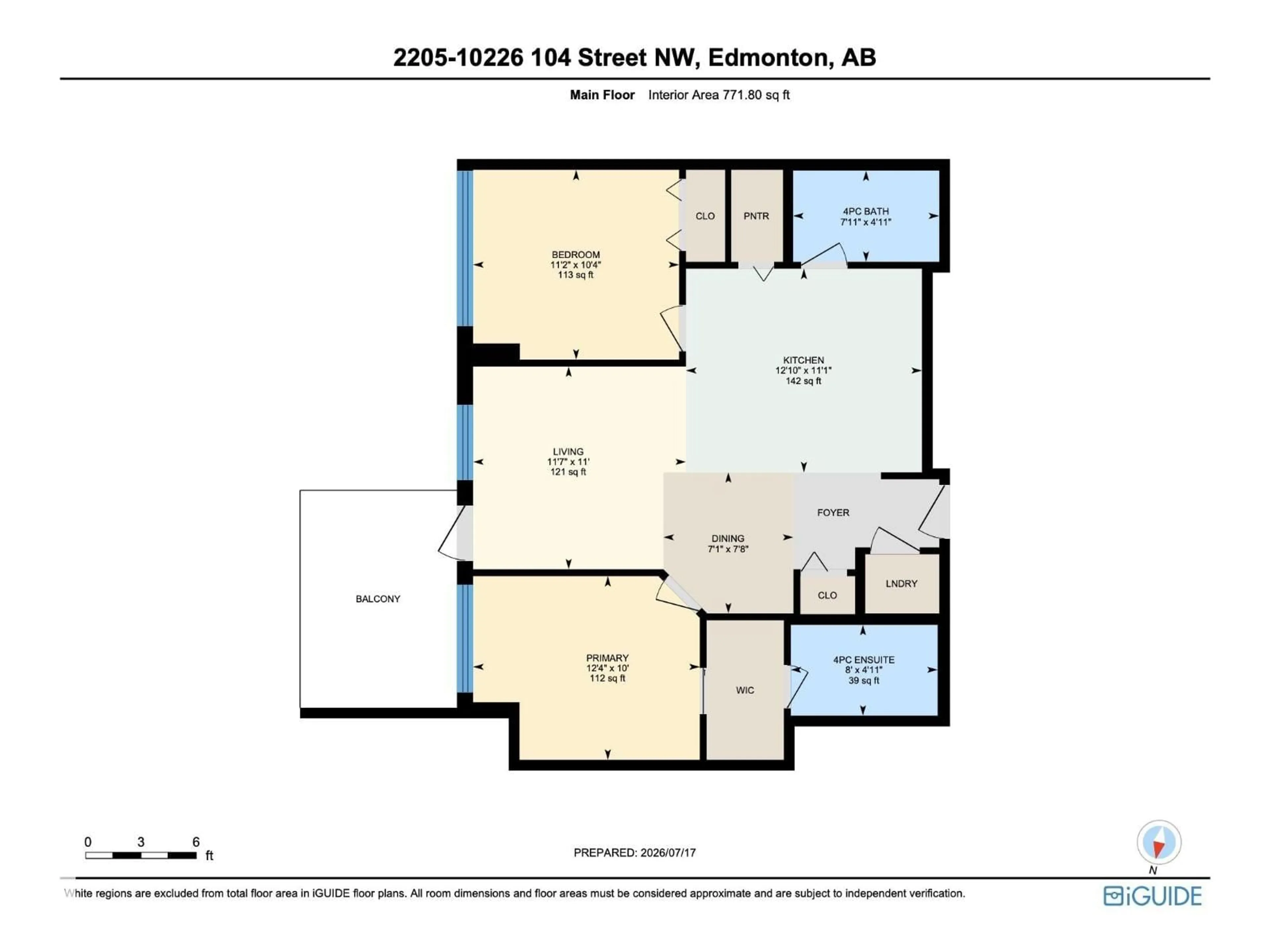 Floor plan for 10226 - 2205 104 ST, Edmonton Alberta T5J1B8