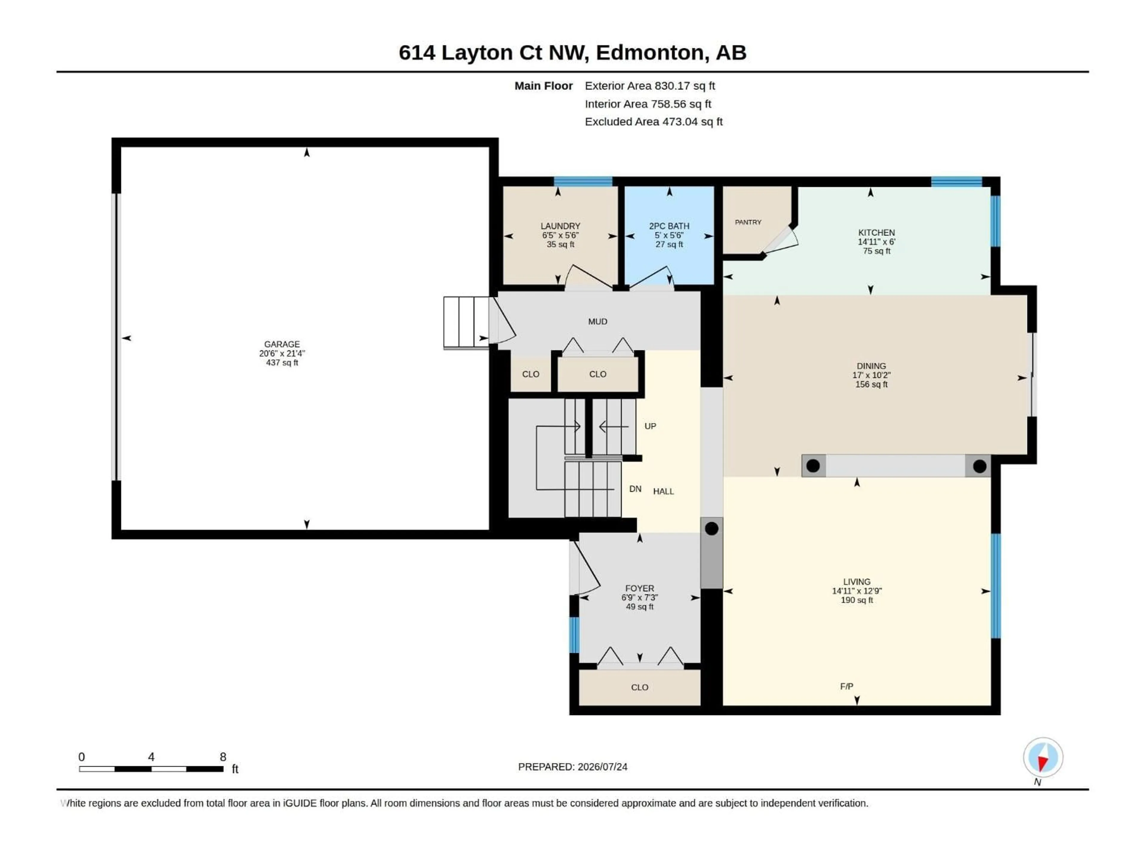 Floor plan for 614 LAYTON CT, Edmonton Alberta T6R2S9