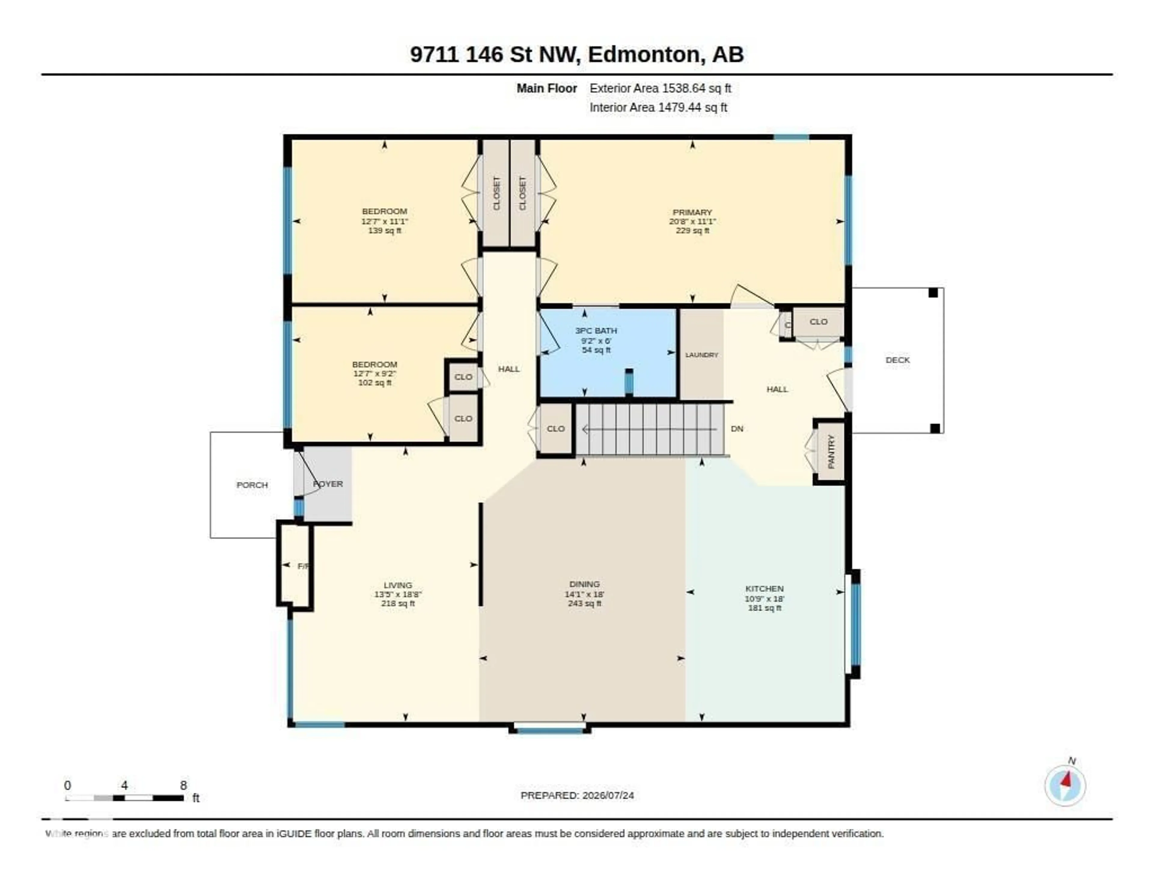 Floor plan for 9711 146 ST, Edmonton Alberta T5N2Z3