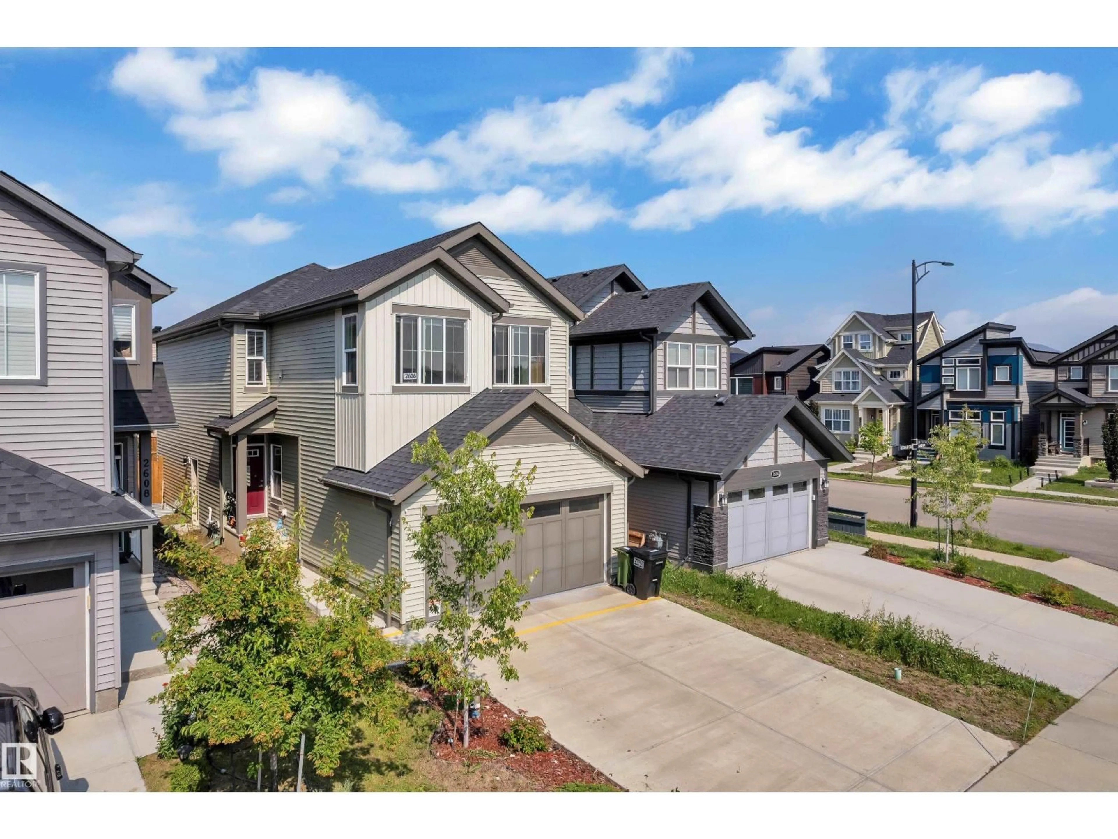 A pic from outside/outdoor area/front of a property/back of a property/a pic from drone, street for SW SW - 2606 DONAGHEY CR, Edmonton Alberta T6W4T2