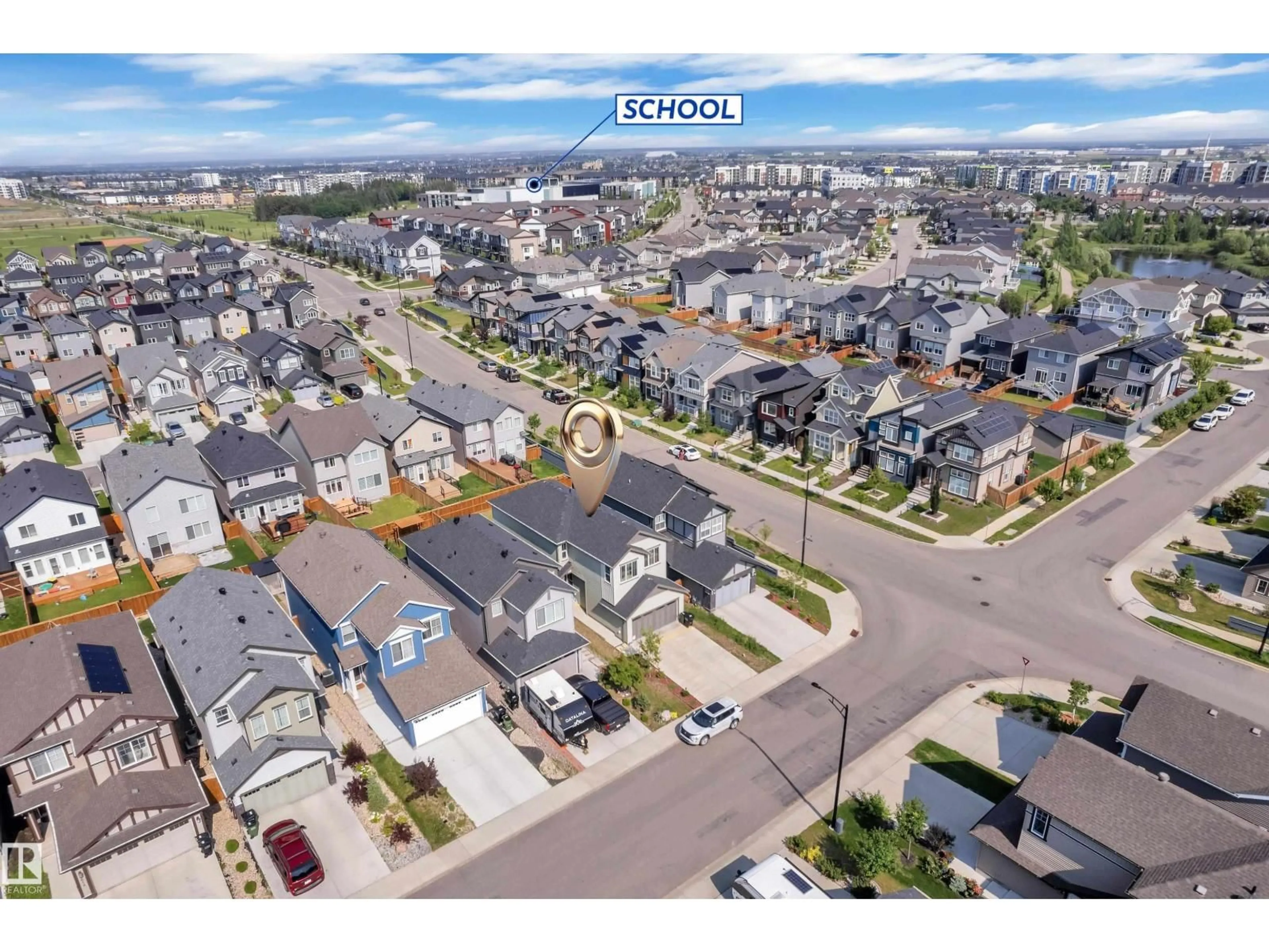 A pic from outside/outdoor area/front of a property/back of a property/a pic from drone, street for SW SW - 2606 DONAGHEY CR, Edmonton Alberta T6W4T2