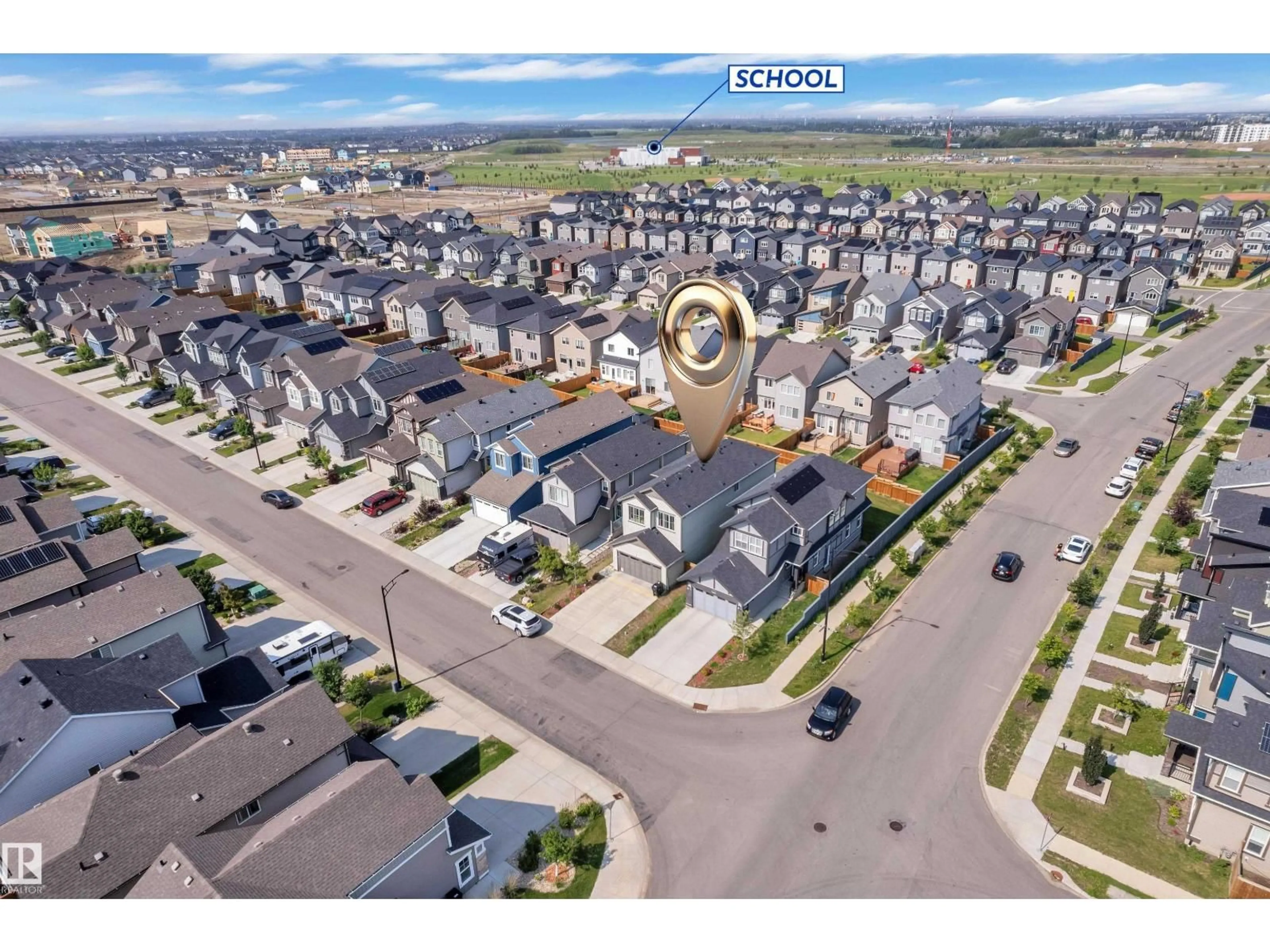A pic from outside/outdoor area/front of a property/back of a property/a pic from drone, street for SW SW - 2606 DONAGHEY CR, Edmonton Alberta T6W4T2