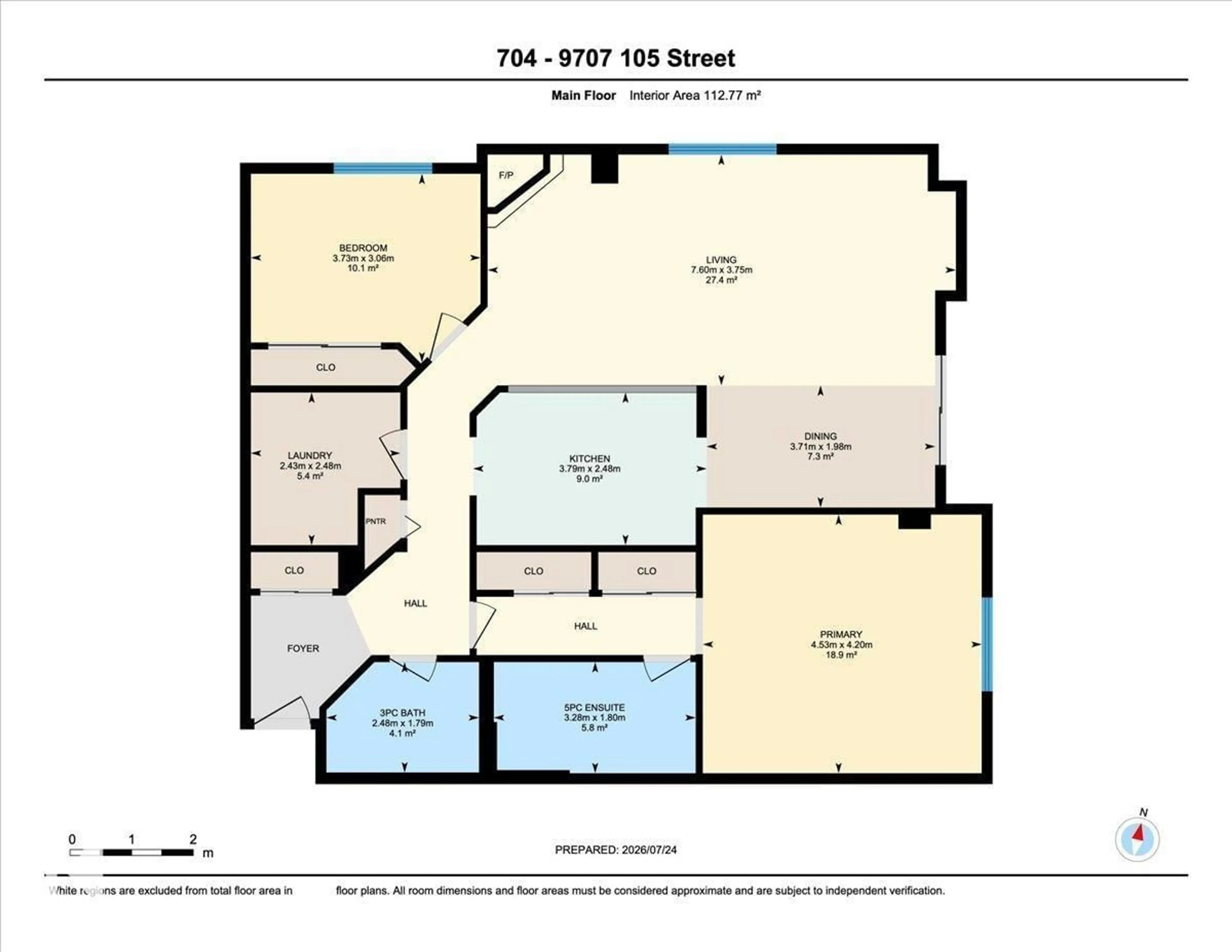 Floor plan for #704 - 9707 105 ST NW, Edmonton Alberta T5K2Y4