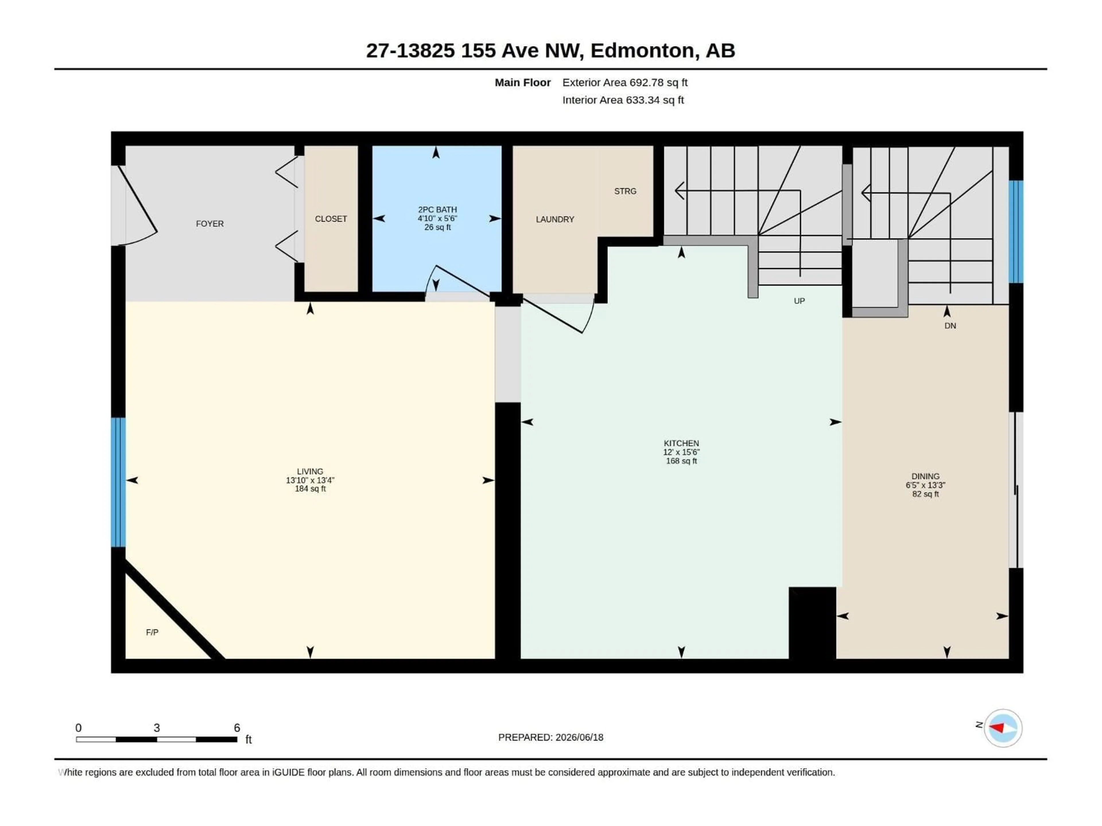 Floor plan for 27 13825 155 AV NW, Edmonton Alberta T6V0B8
