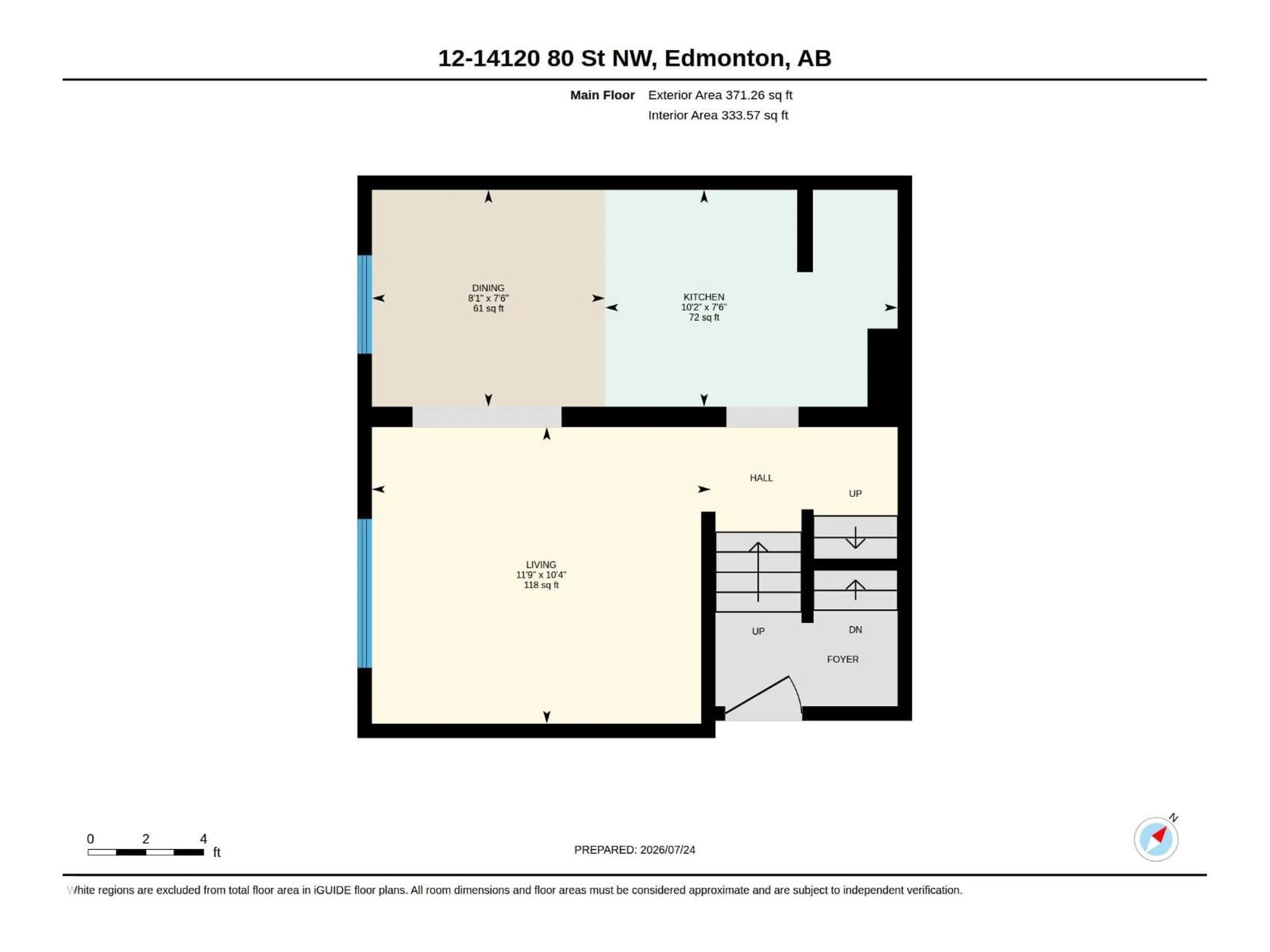 Floor plan for 12 14120 80 ST NW, Edmonton Alberta T5C1L6