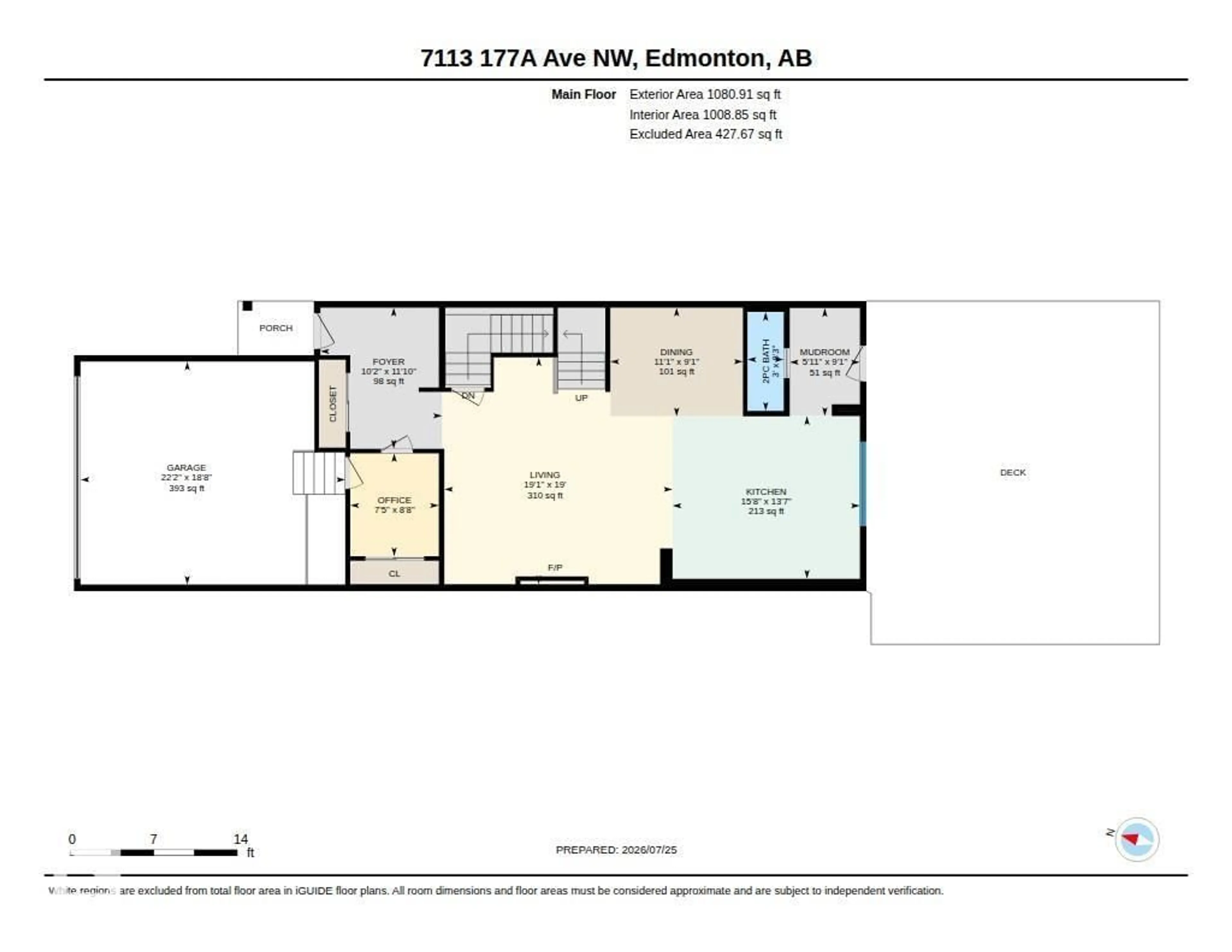 Floor plan for 7113 177A AV, Edmonton Alberta T5Z0T4