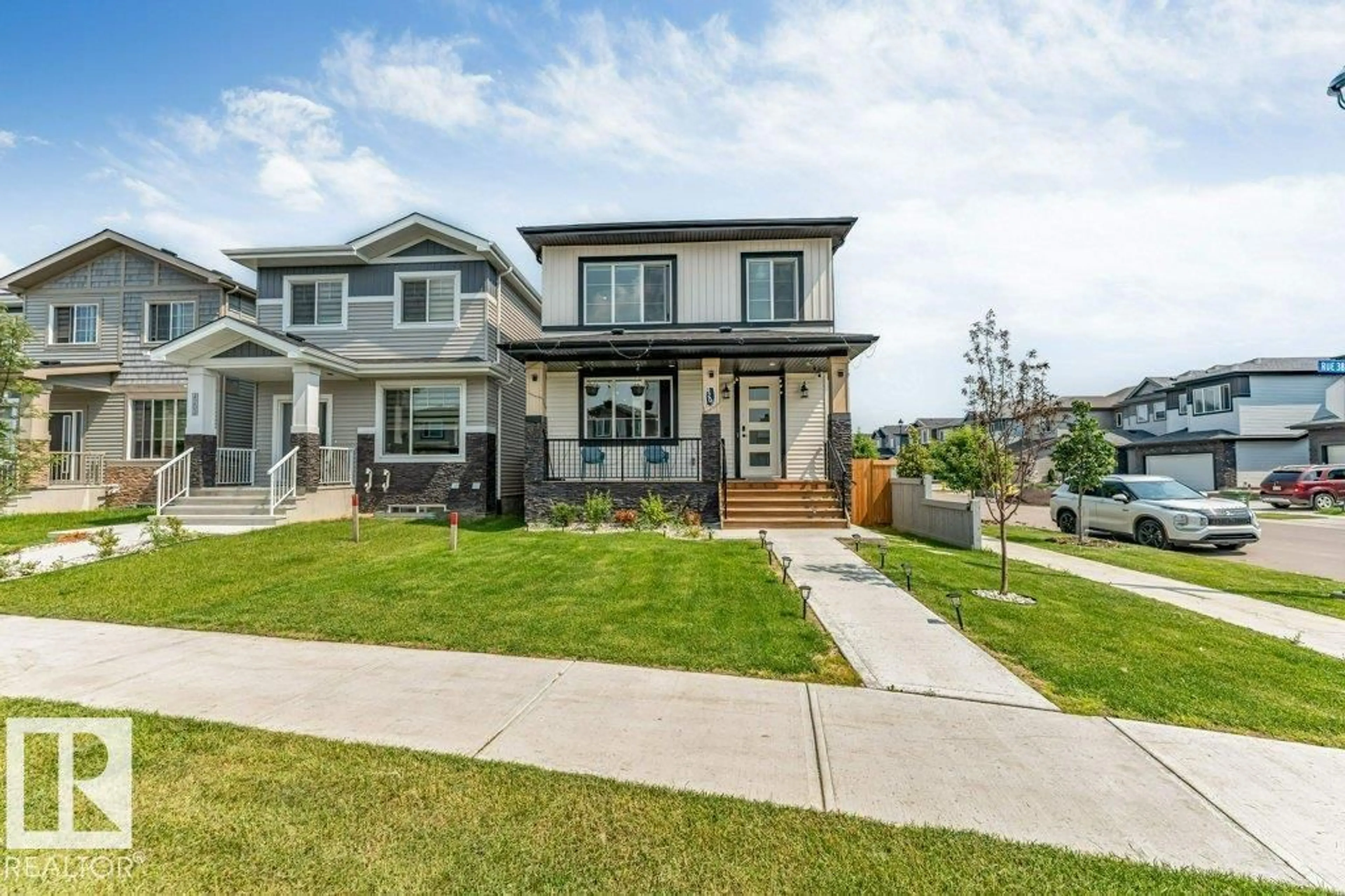 Home with vinyl exterior material, street for 4201 38 ST, Beaumont Alberta T4X3B3