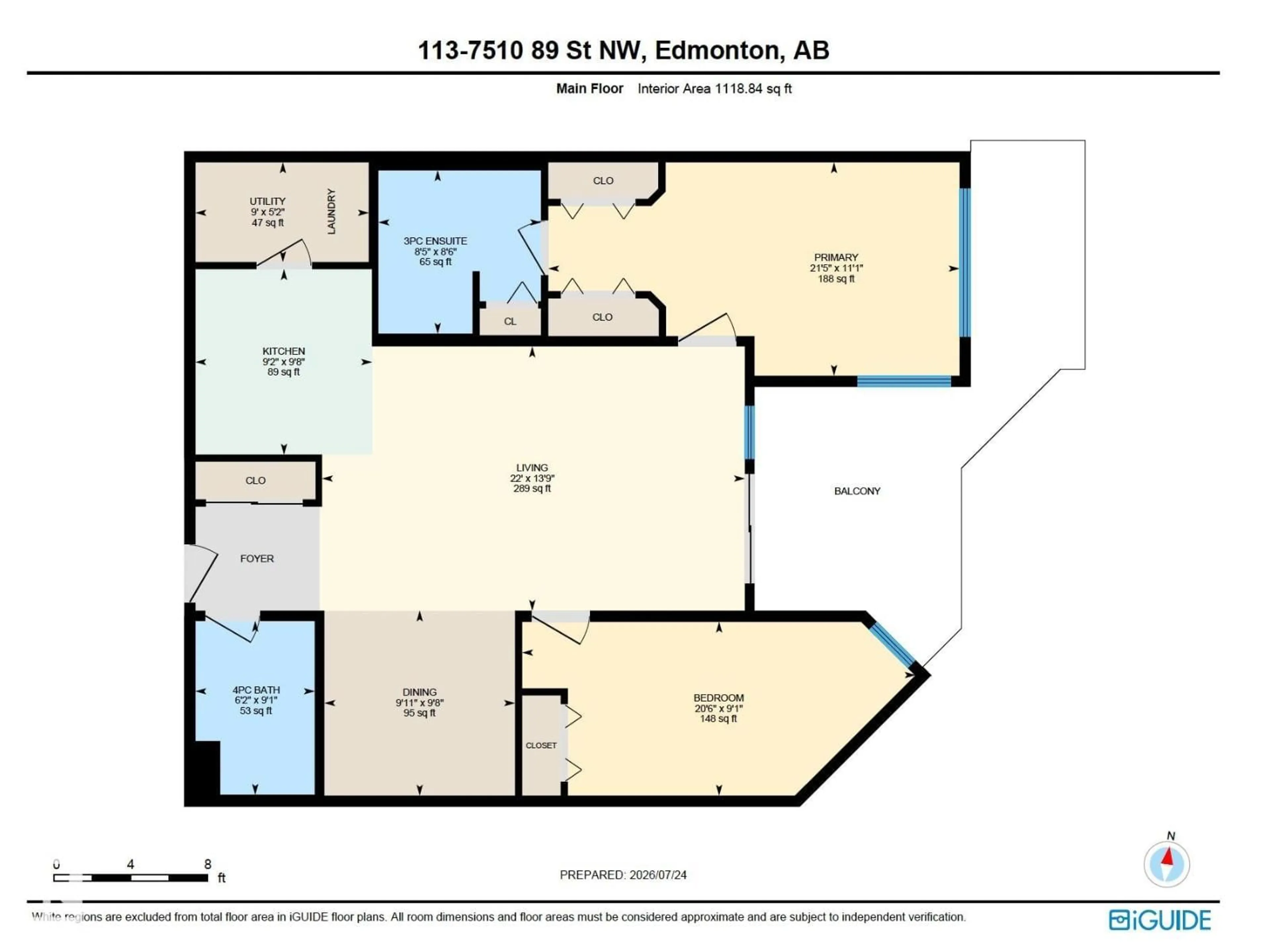 Floor plan for #113 - 7510 89 ST, Edmonton Alberta T6C0X5