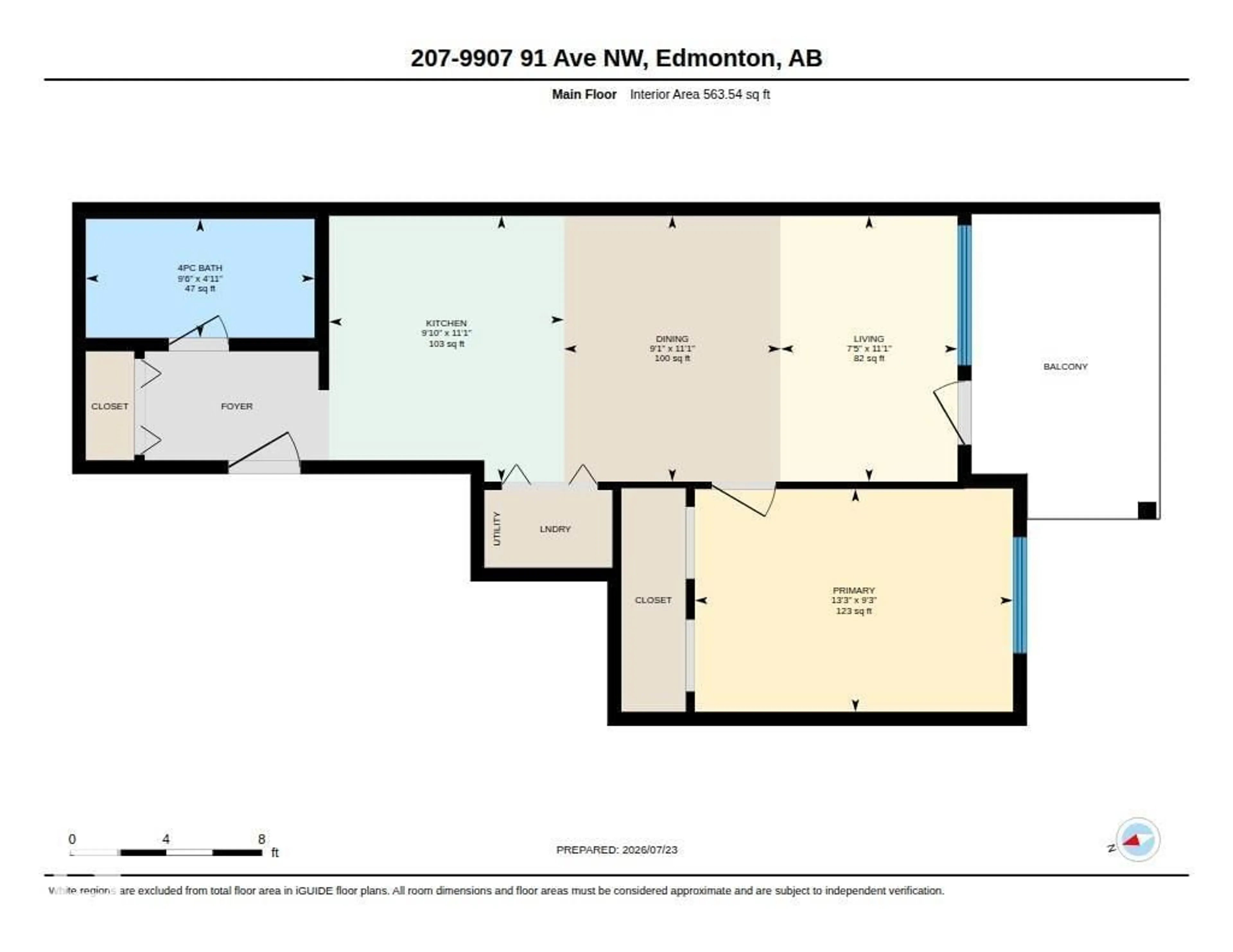 Floor plan for 207 - 9907 91 AV, Edmonton Alberta T6E2T7
