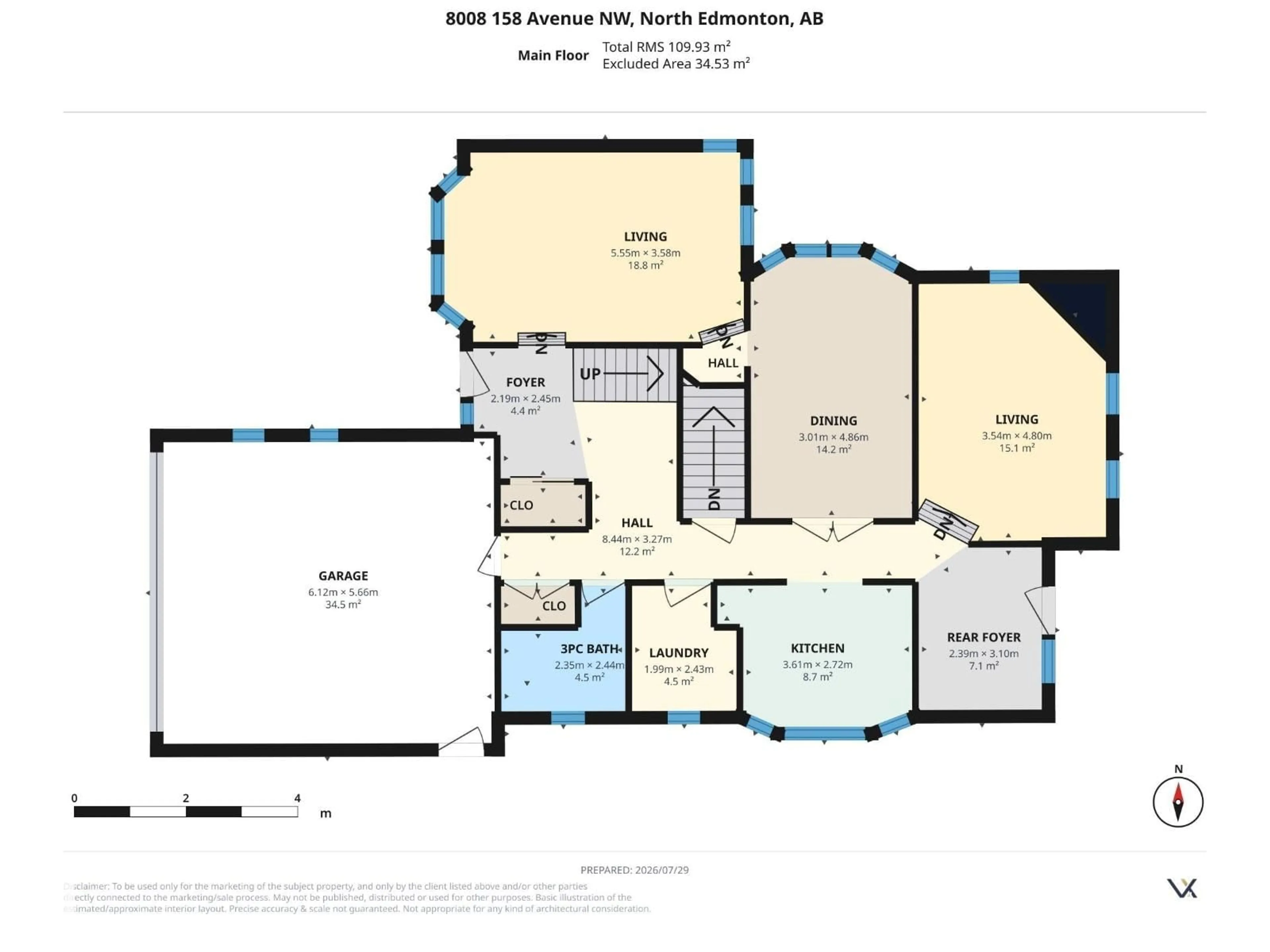 Floor plan for 8008 158 AV, Edmonton Alberta T5Z2T7