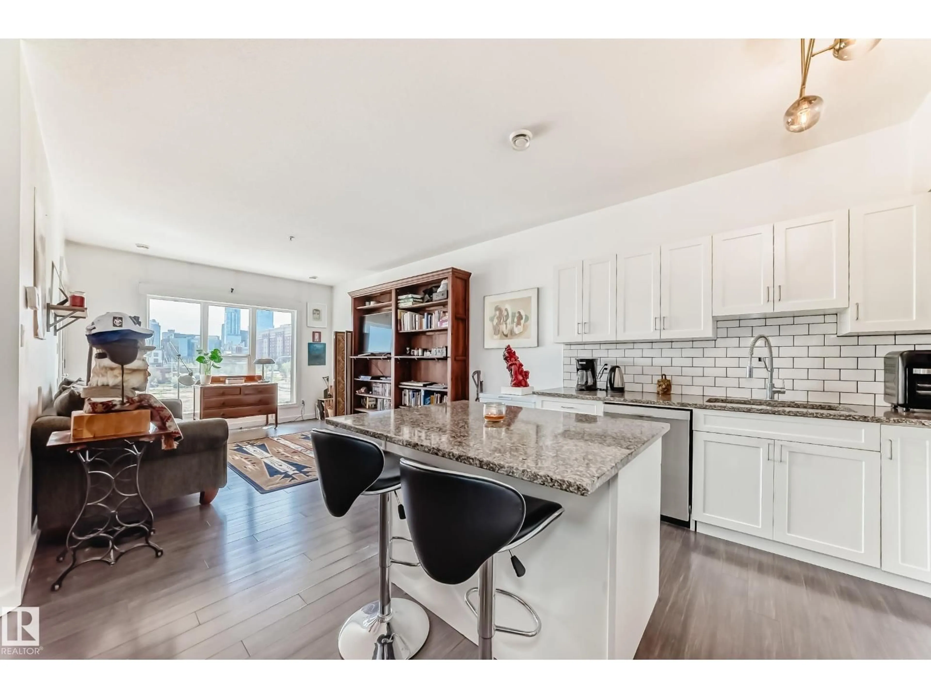 Open concept kitchen, ceramic/tile floor for 316 10518 113 ST NW, Edmonton Alberta T5H0C6