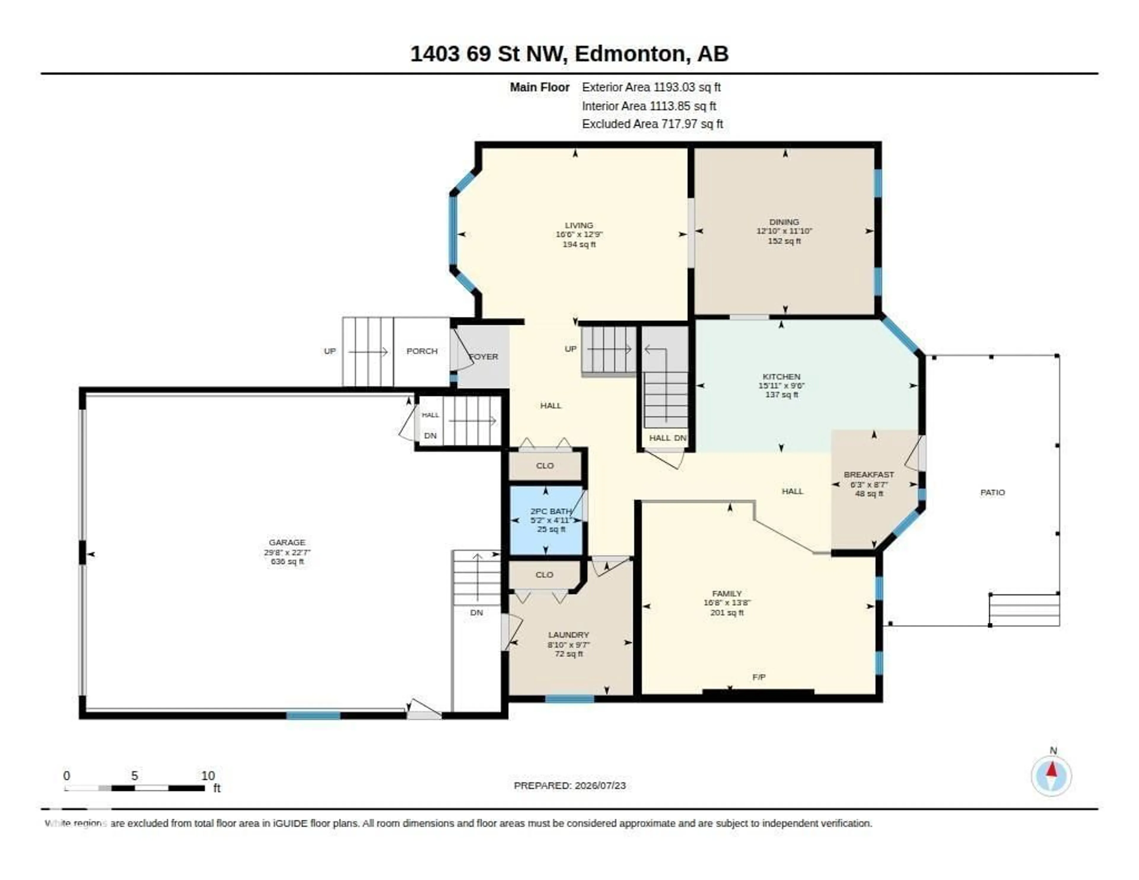 Floor plan for NW - 1403 69 ST, Edmonton Alberta T6K3K5