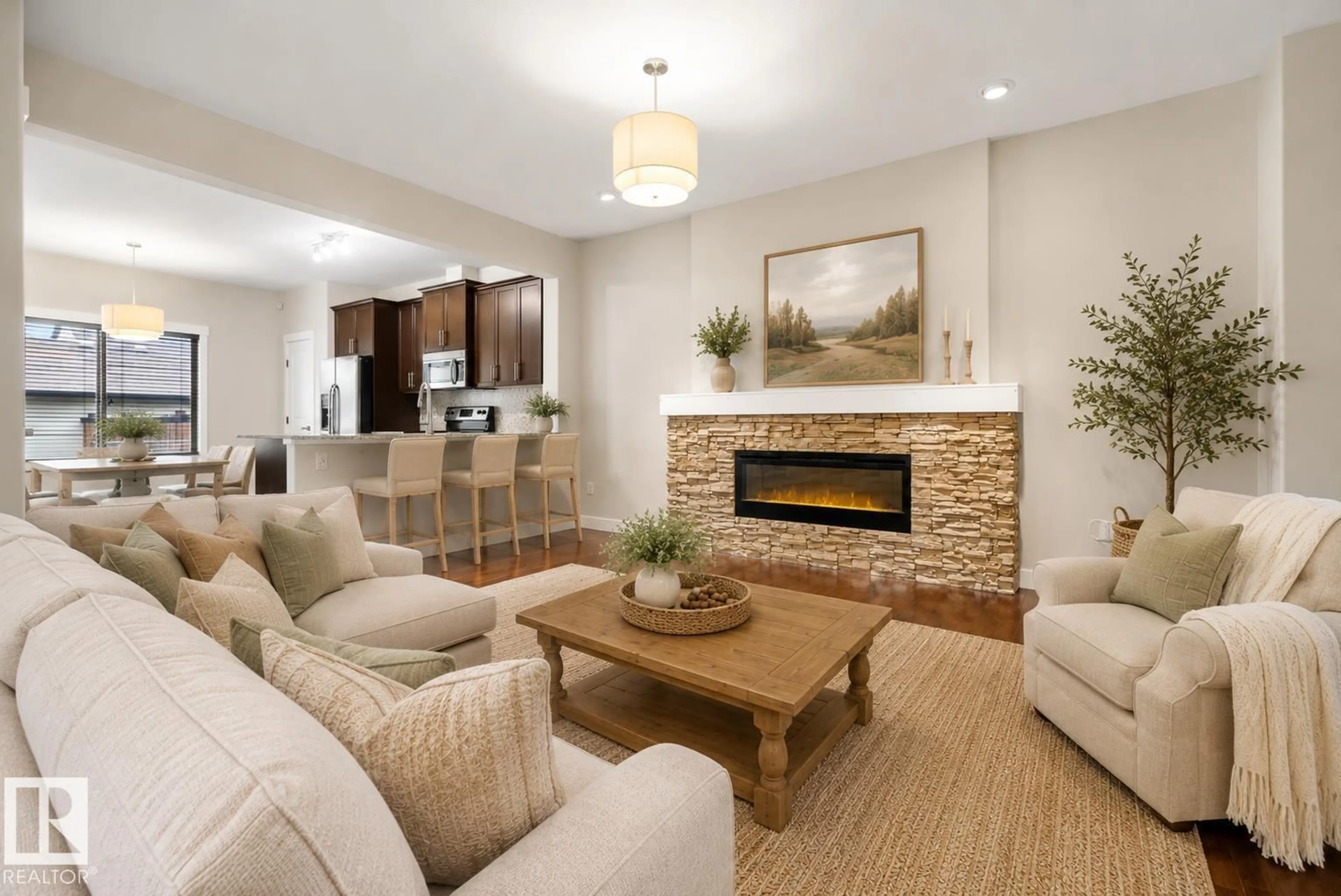 Living room with furniture, unknown for 23 GREENBURY BV, Spruce Grove Alberta T7X0M1