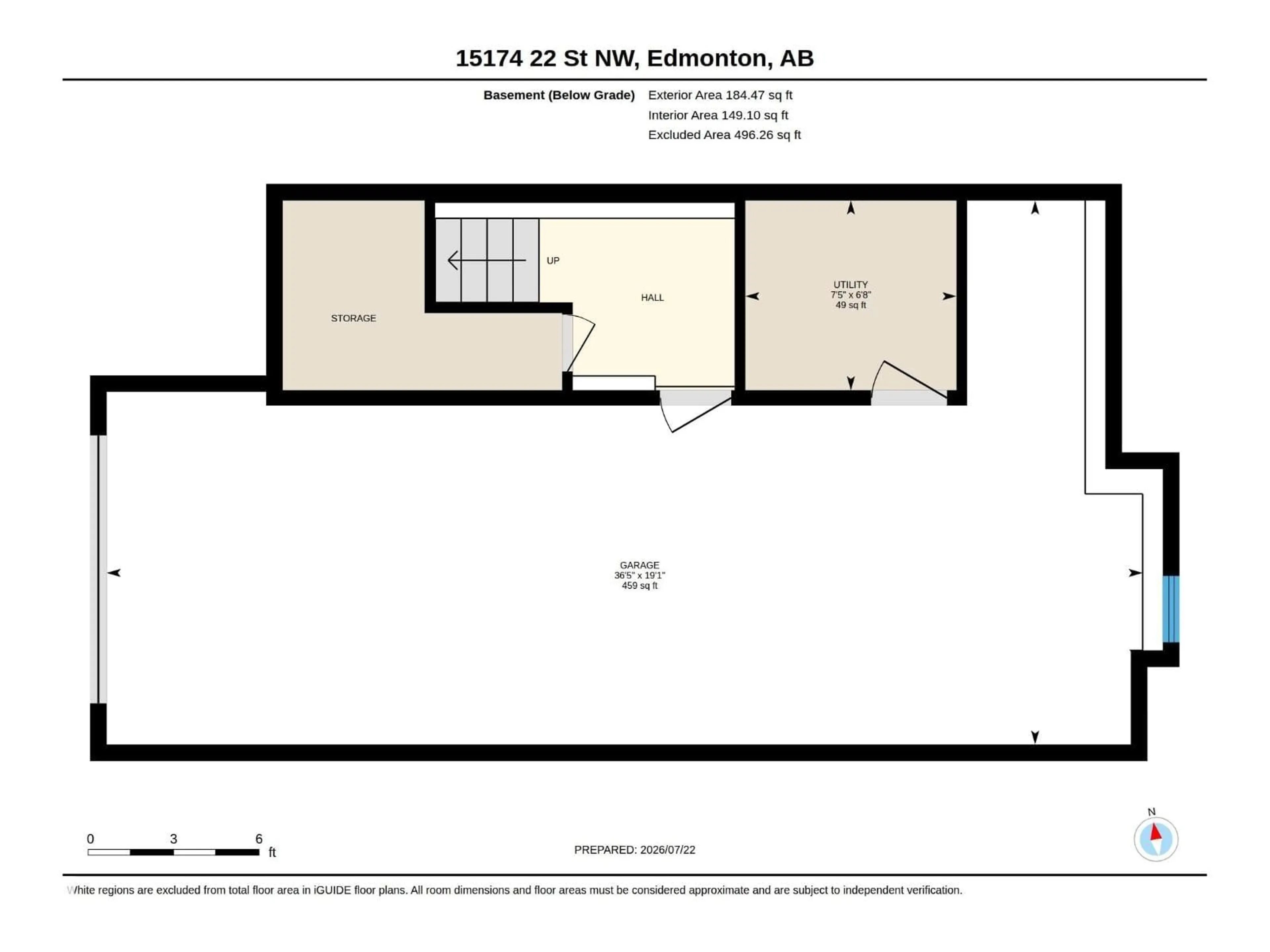 Floor plan for 15174 22 ST, Edmonton Alberta T5Y2T2