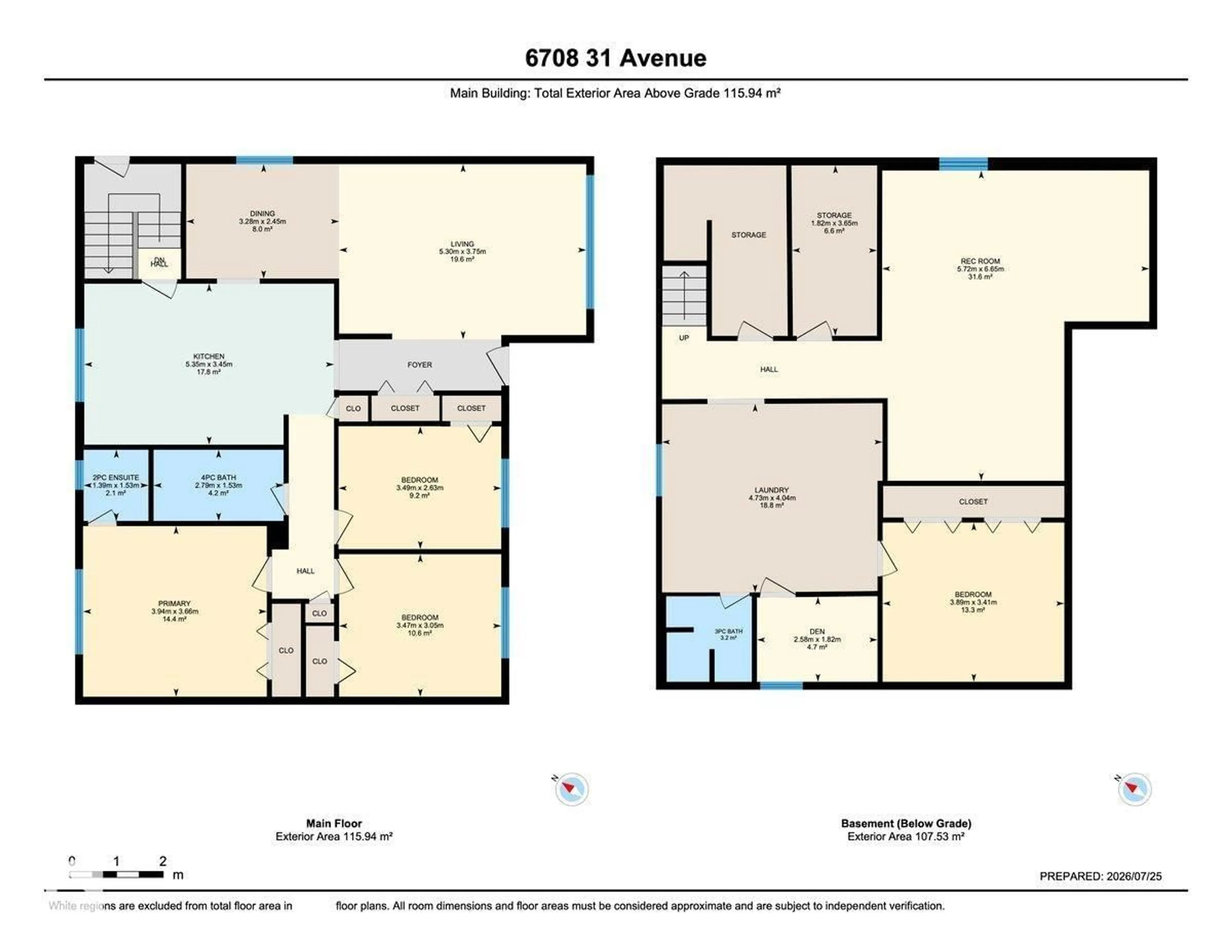 Floor plan for 6708 31 AV NW, Edmonton Alberta T6K1M3