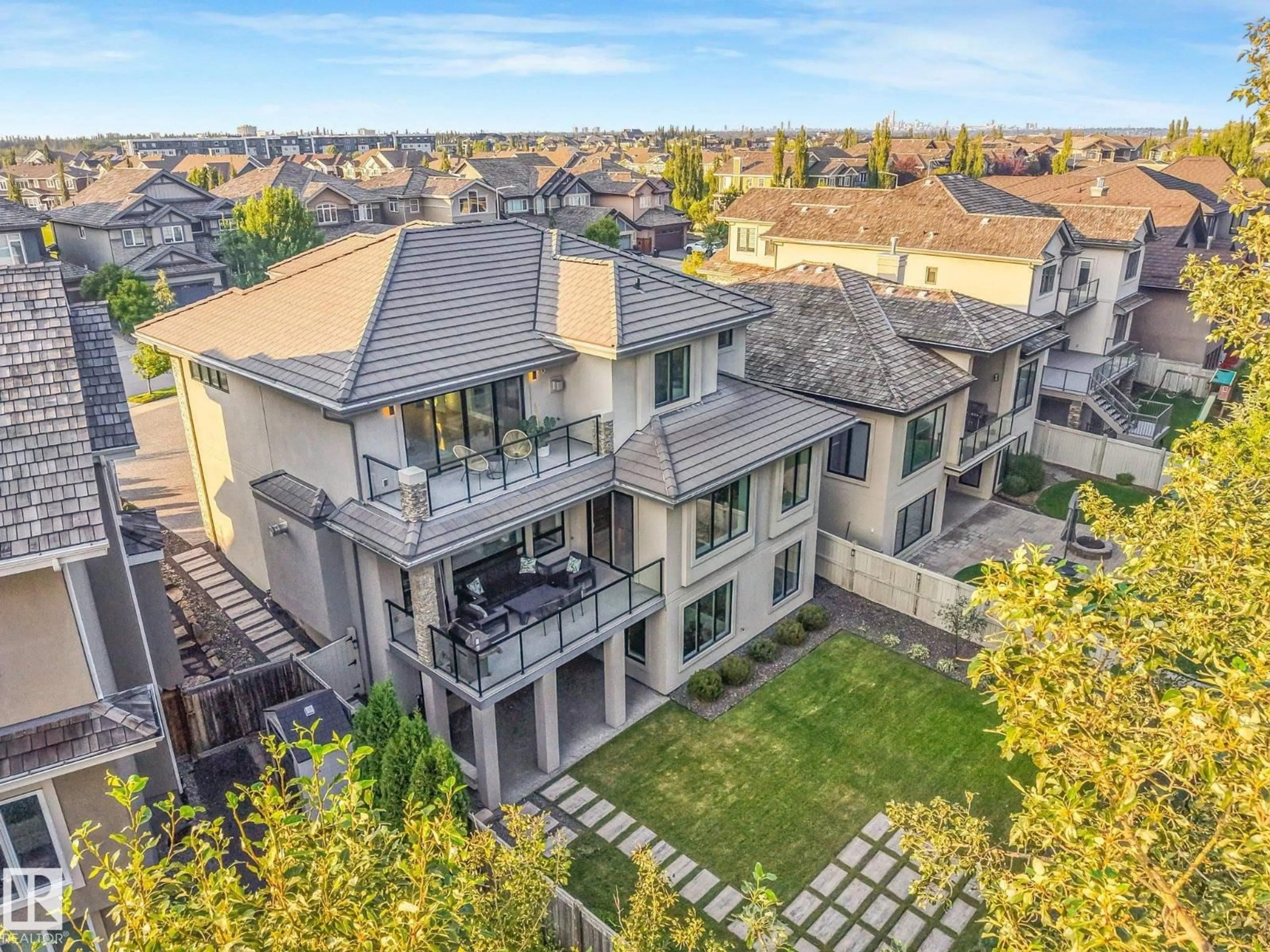 A pic from outside/outdoor area/front of a property/back of a property/a pic from drone, mountain view for 3328 CAMERON HEIGHTS LANDING NW, Edmonton Alberta T6M0J2