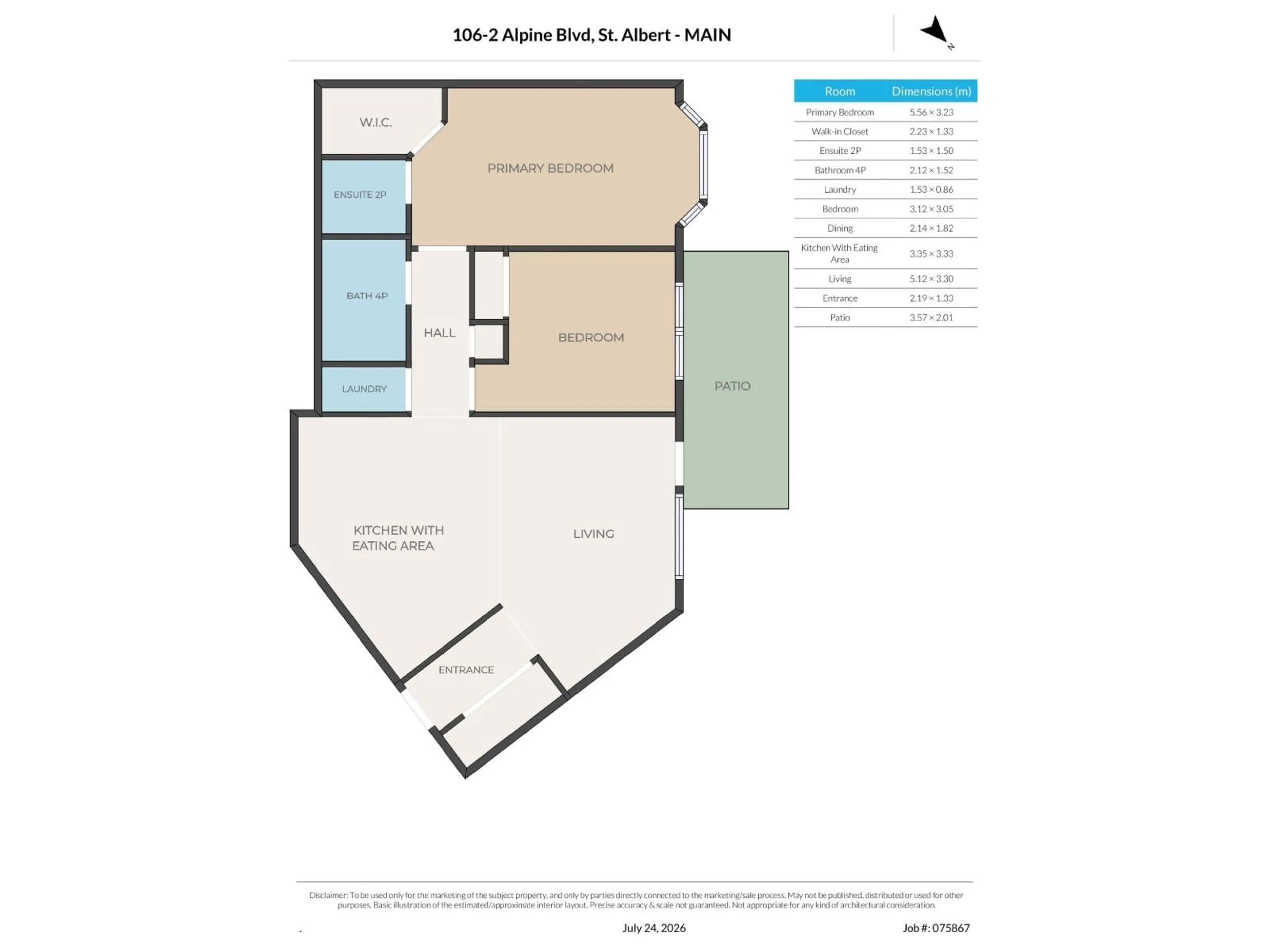 Floor plan for #106 - 106 ALPINE BV, St. Albert Alberta T8N3Y3