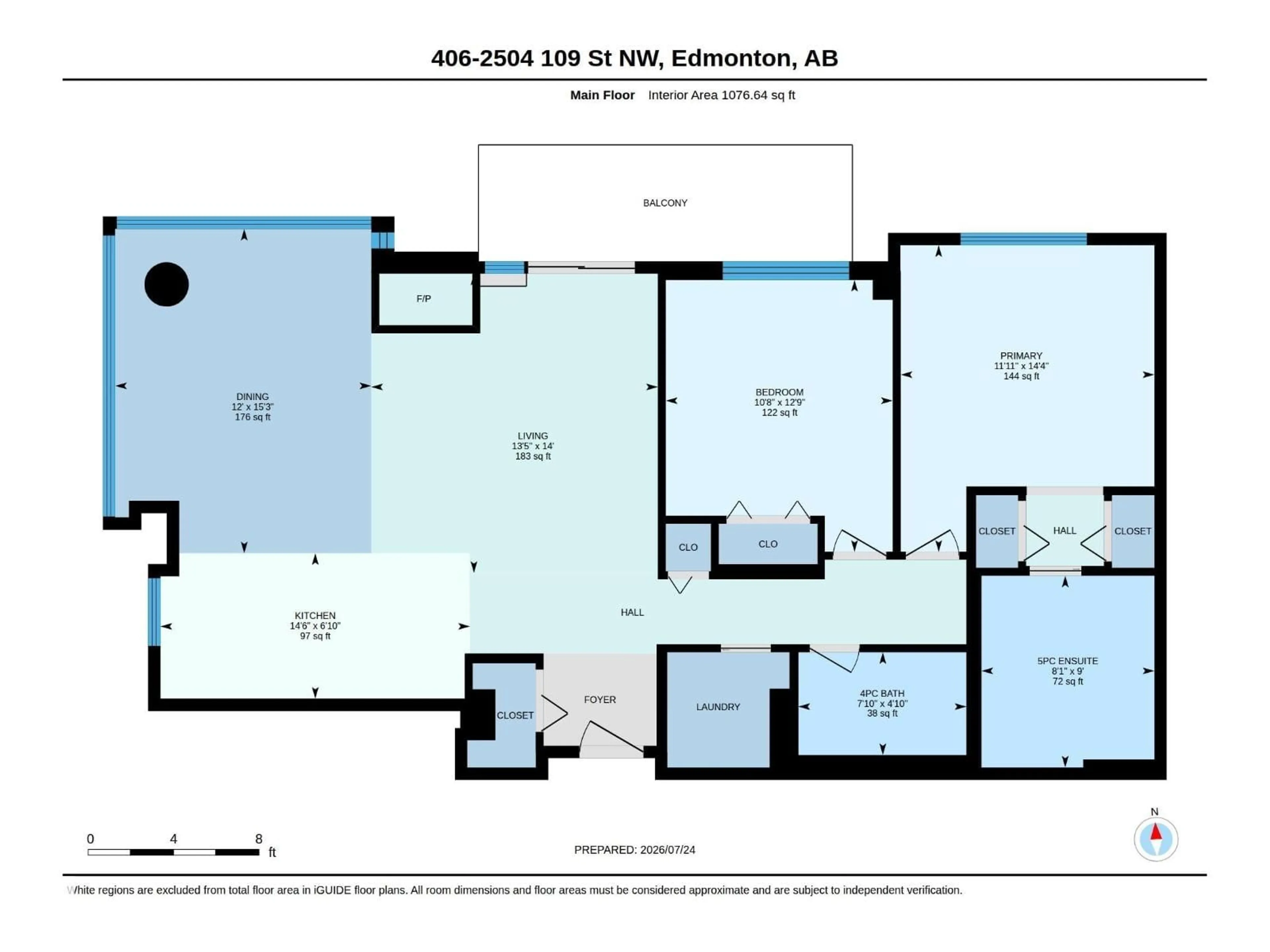 Floor plan for #406 - 2504 109 ST, Edmonton Alberta T6J2H3