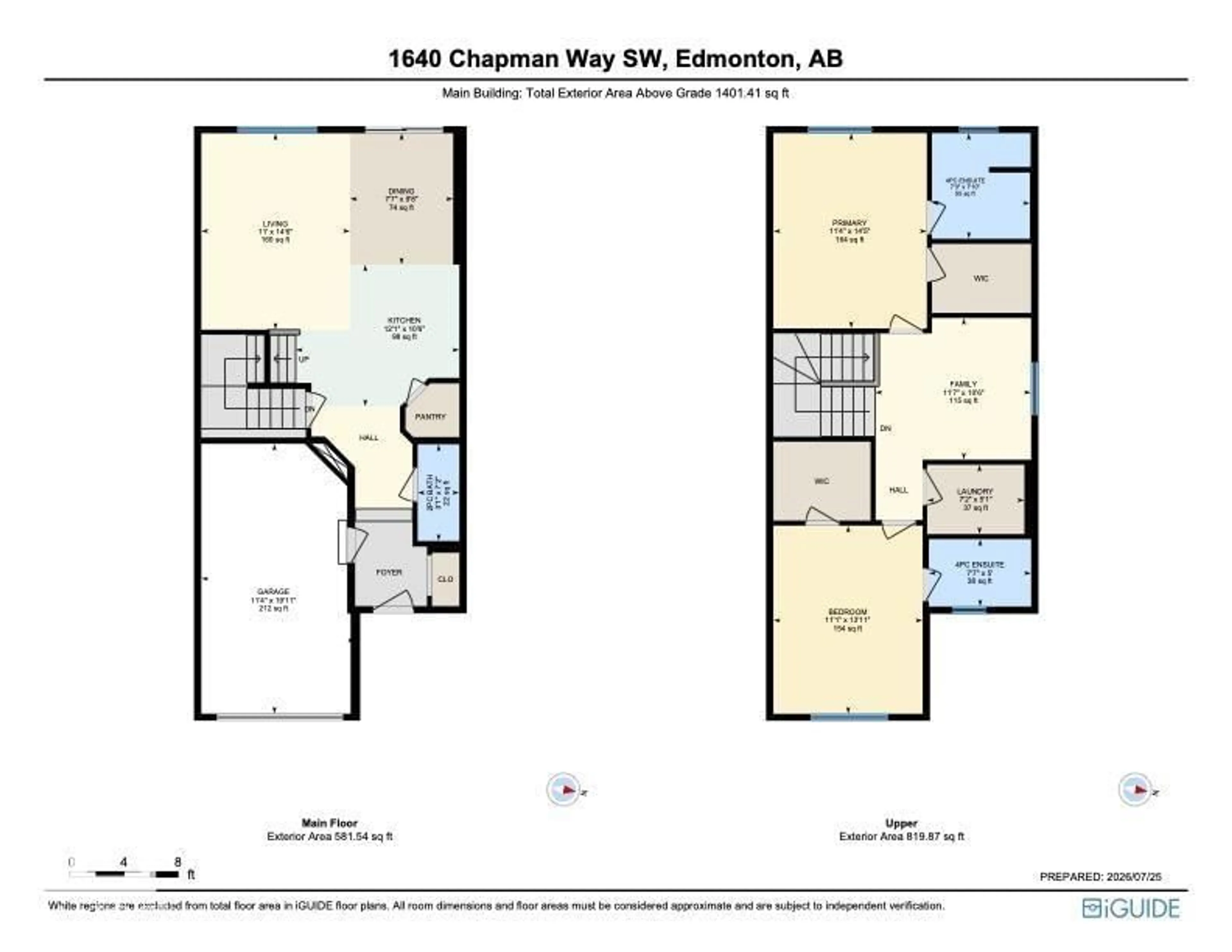 Floor plan for SW - 1640 CHAPMAN WY, Edmonton Alberta T6W0Y5