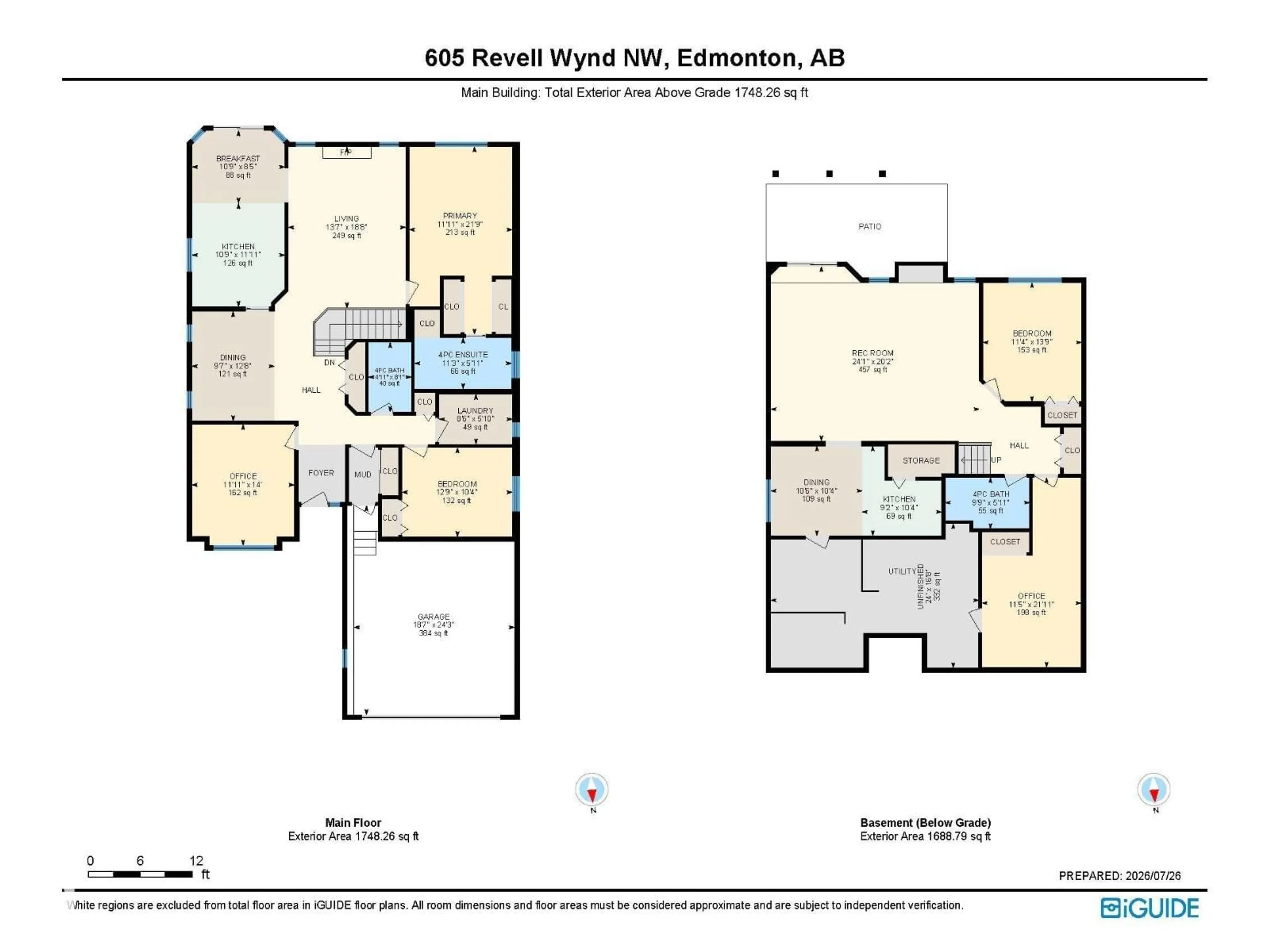 Floor plan for 605 REVELL WD, Edmonton Alberta T6R2H9