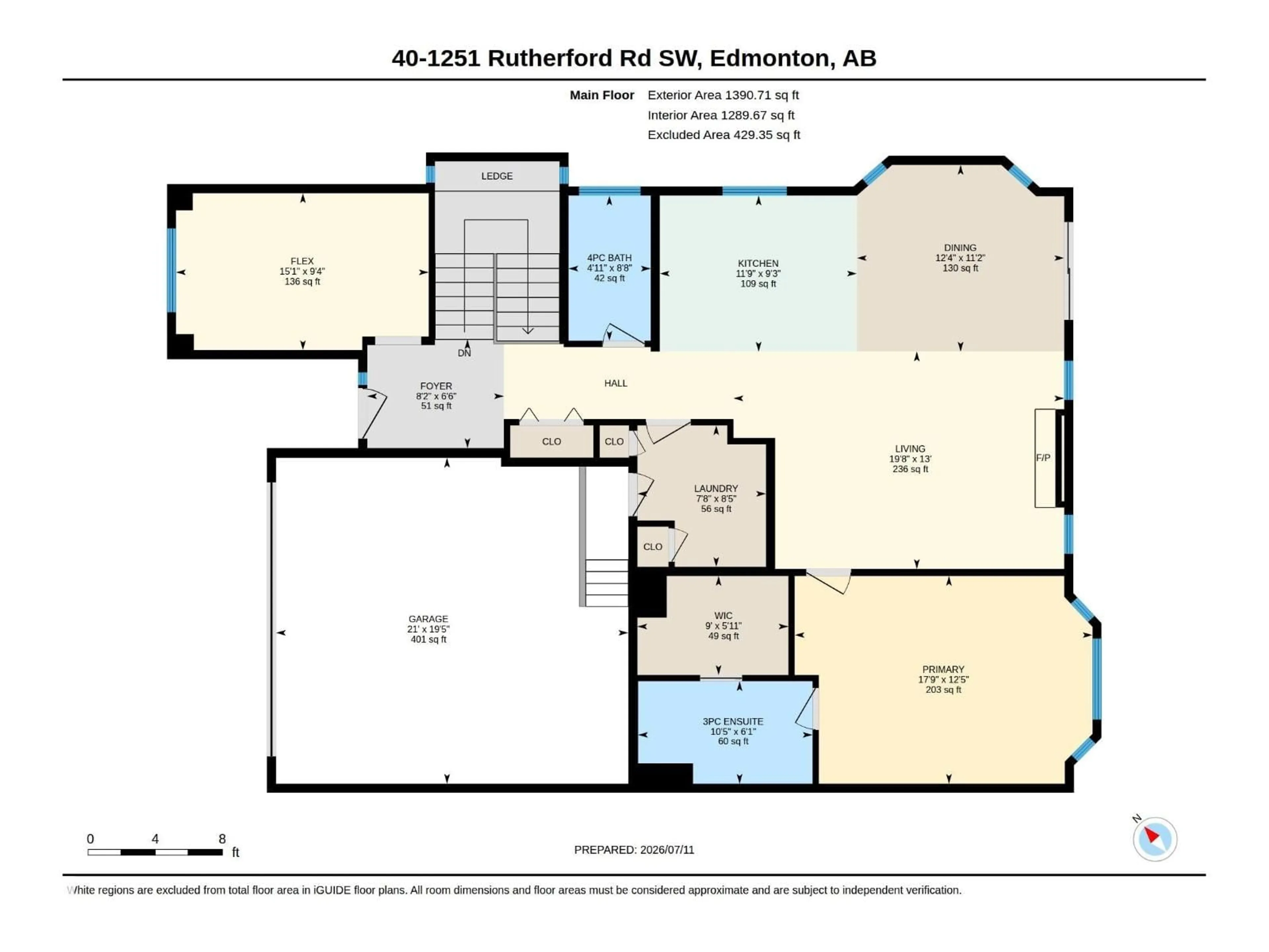 Floor plan for #40 - 1251 RUTHERFORD RD, Edmonton Alberta T6W1T6